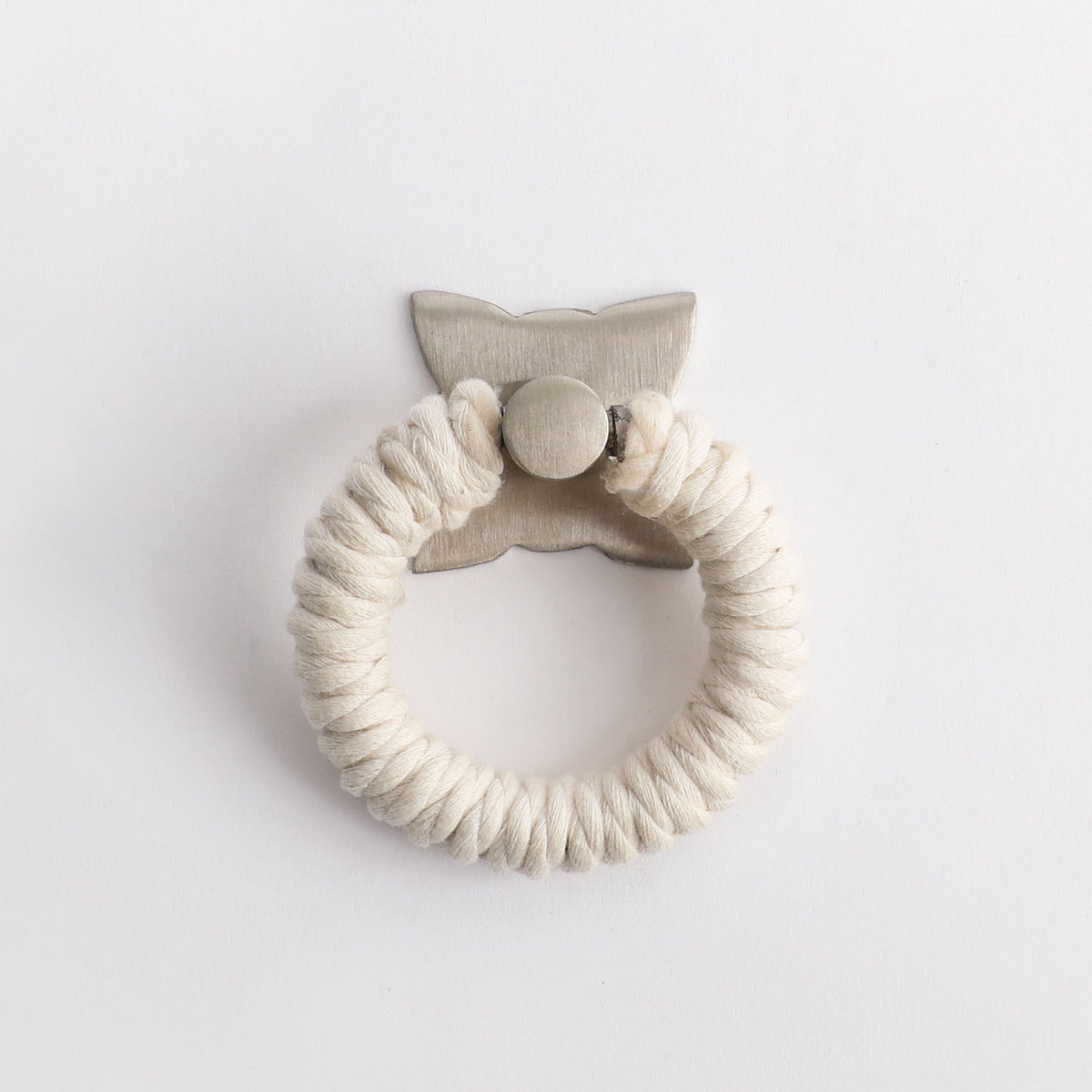 White cotton rope ring pull fitted to a drawer