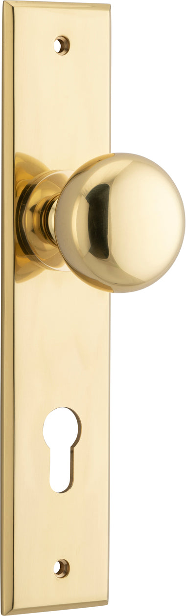 Cambridge Knob - Chamfered Backplate - Ella Grace - Iver - Polished Brass - Door Knobs