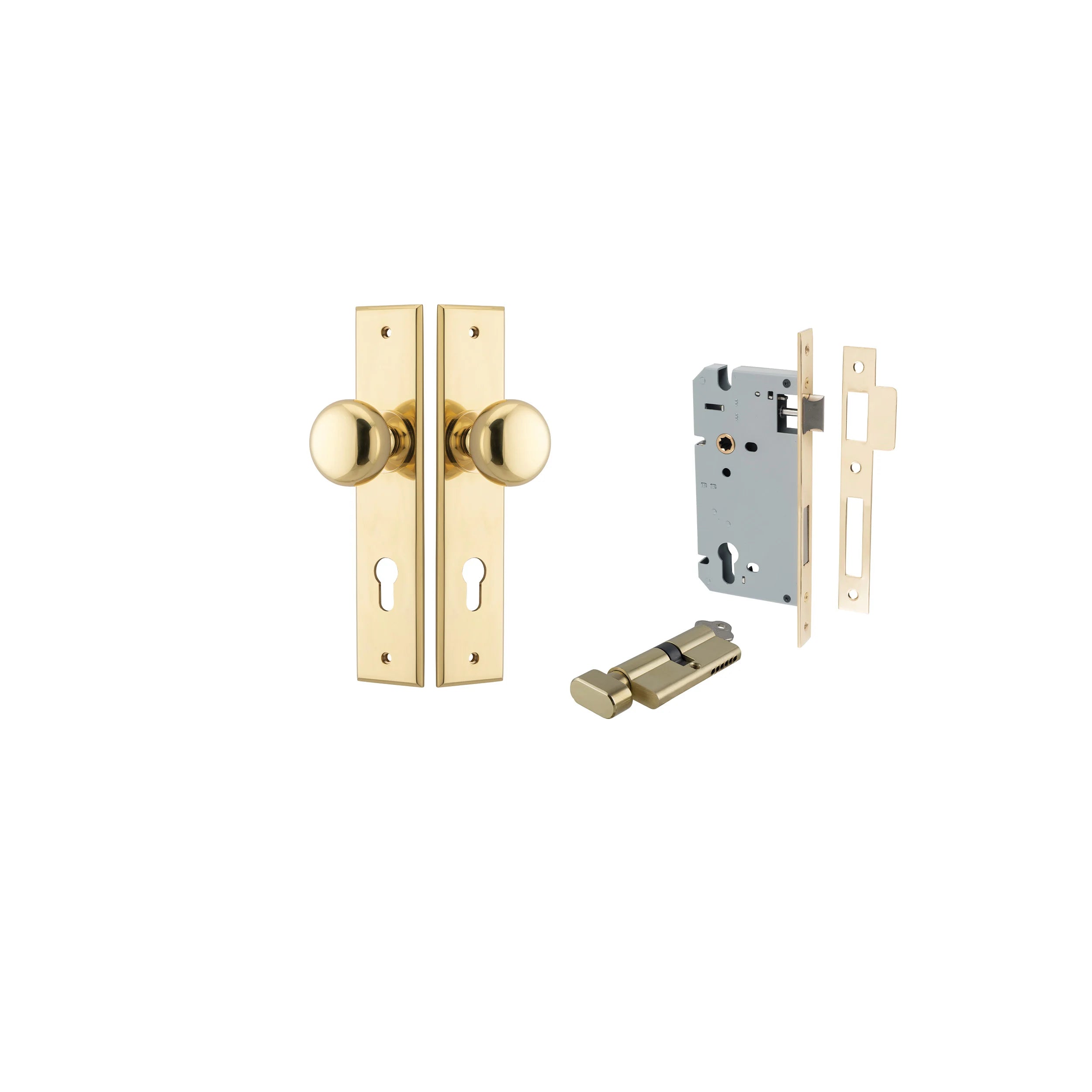 Cambridge Knob - Chamfered Backplate - Ella Grace - Iver - Polished Brass - Door Knobs