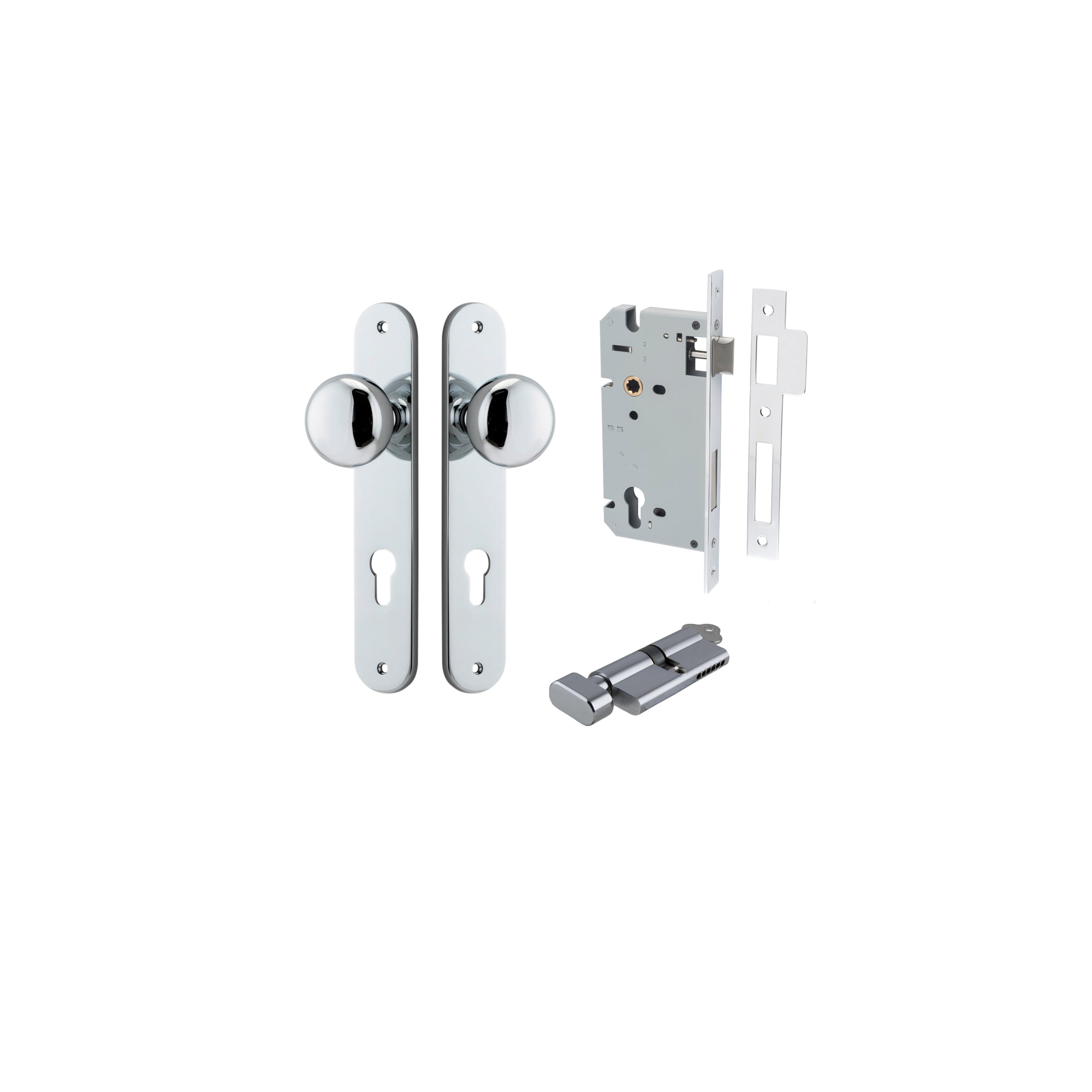 Cambridge Knob - Oval Backplate - Ella Grace - Iver - Polished Chrome - Door Knobs