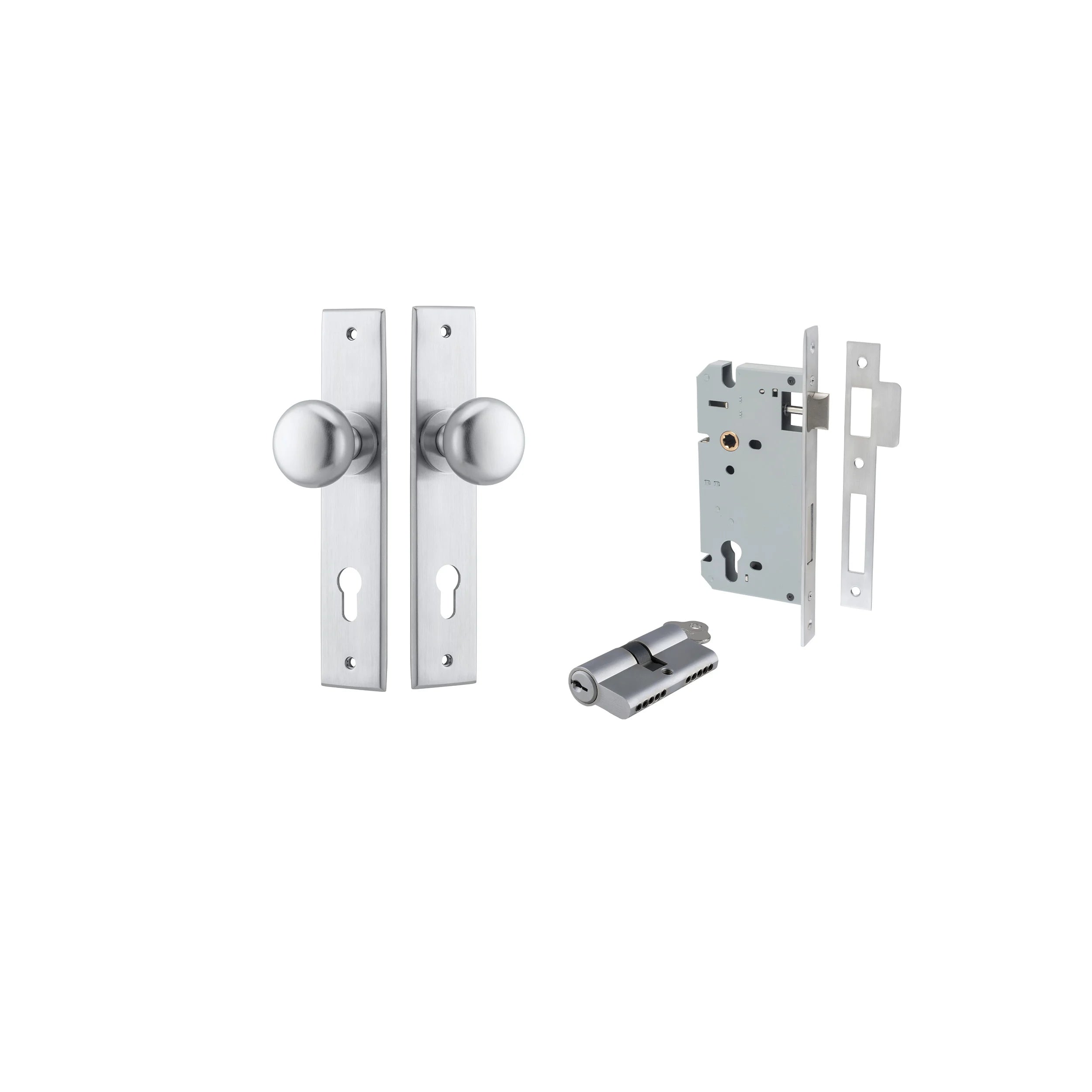 Cambridge Knob - Chamfered Backplate - Ella Grace - Iver - Brushed Chrome - Door Knobs