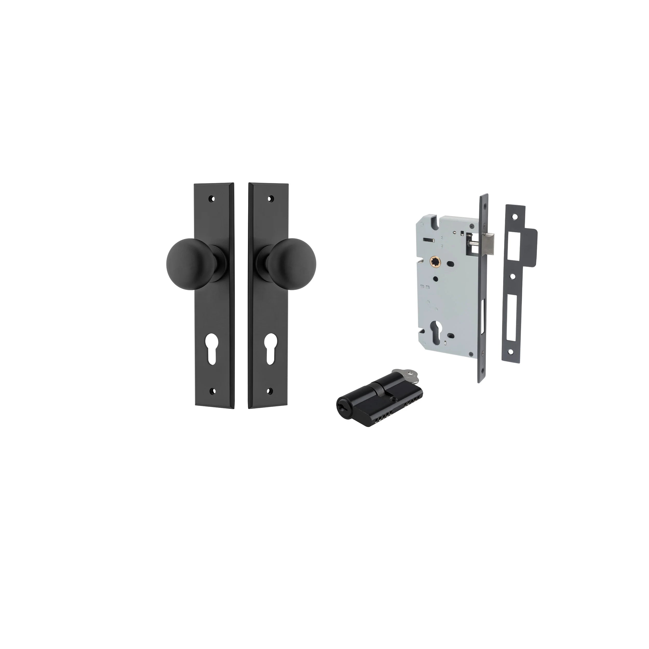 Cambridge Knob - Chamfered Backplate - Ella Grace - Iver - Matt Black - Door Knobs