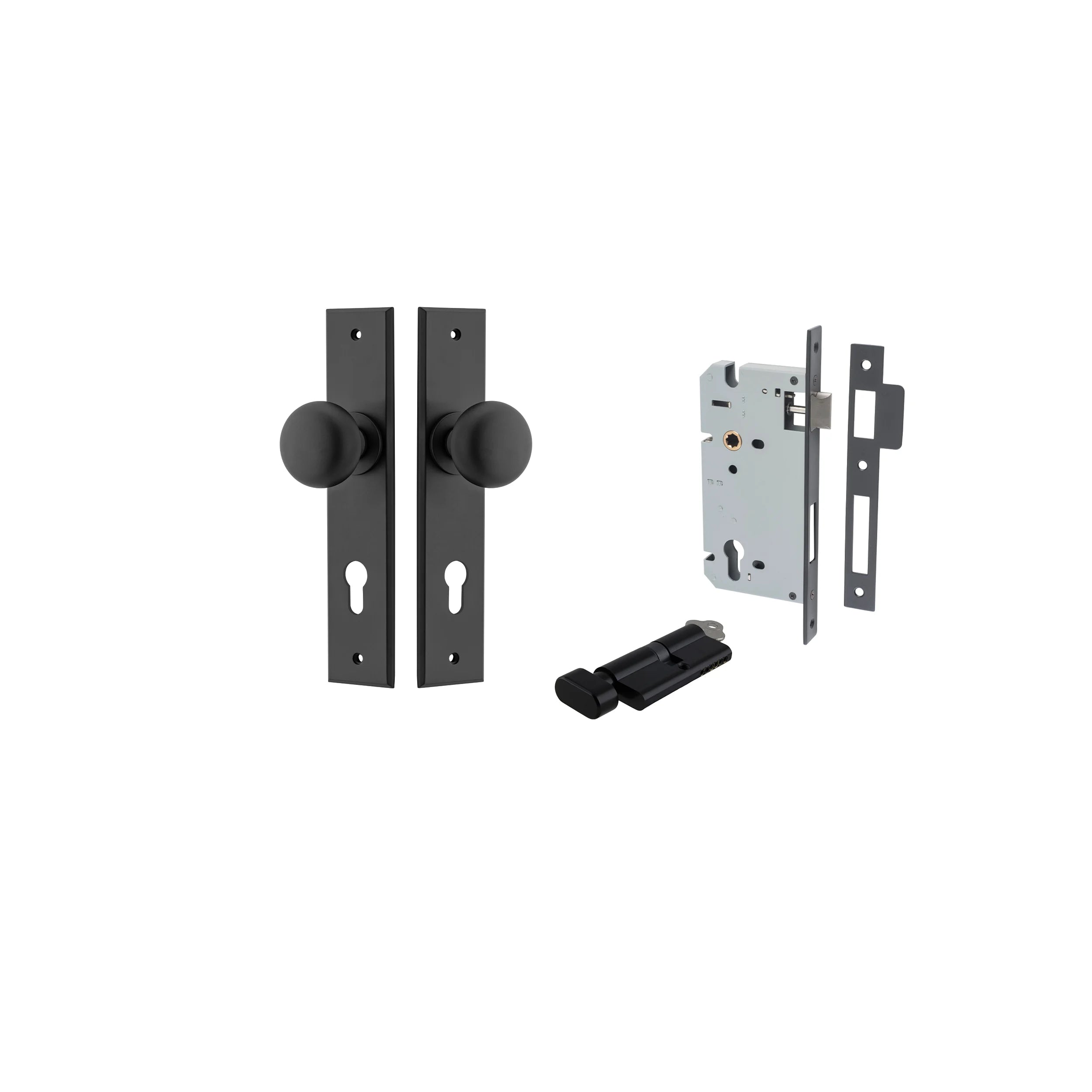 Cambridge Knob - Chamfered Backplate - Ella Grace - Iver - Matt Black - Door Knobs