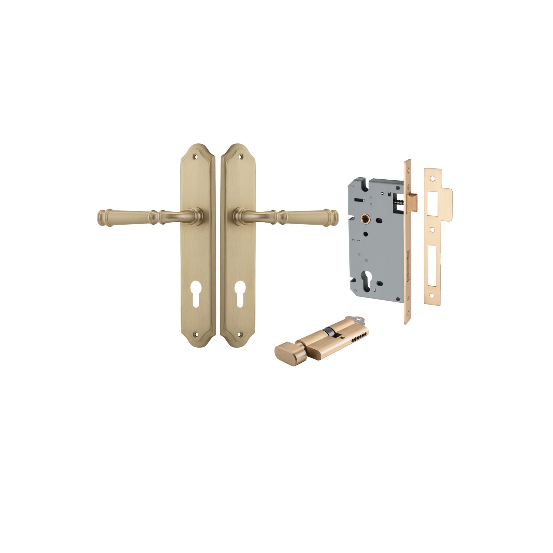 Verona Lever - Shouldered Backplate - Ella Grace - Iver - Brushed Brass - Door Levers