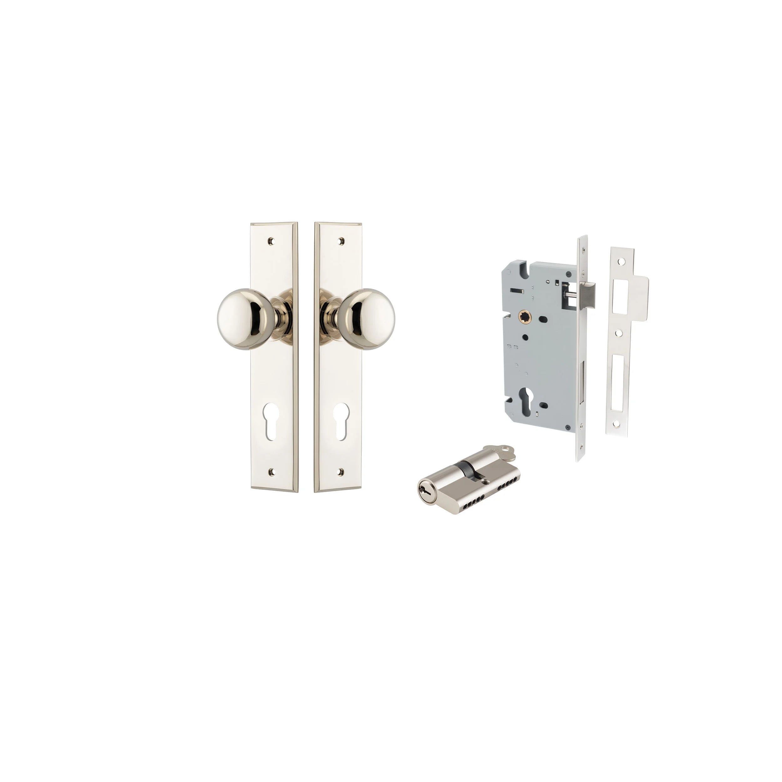 Cambridge Knob - Chamfered Backplate - Ella Grace - Iver - Polished Nickel - Door Knobs