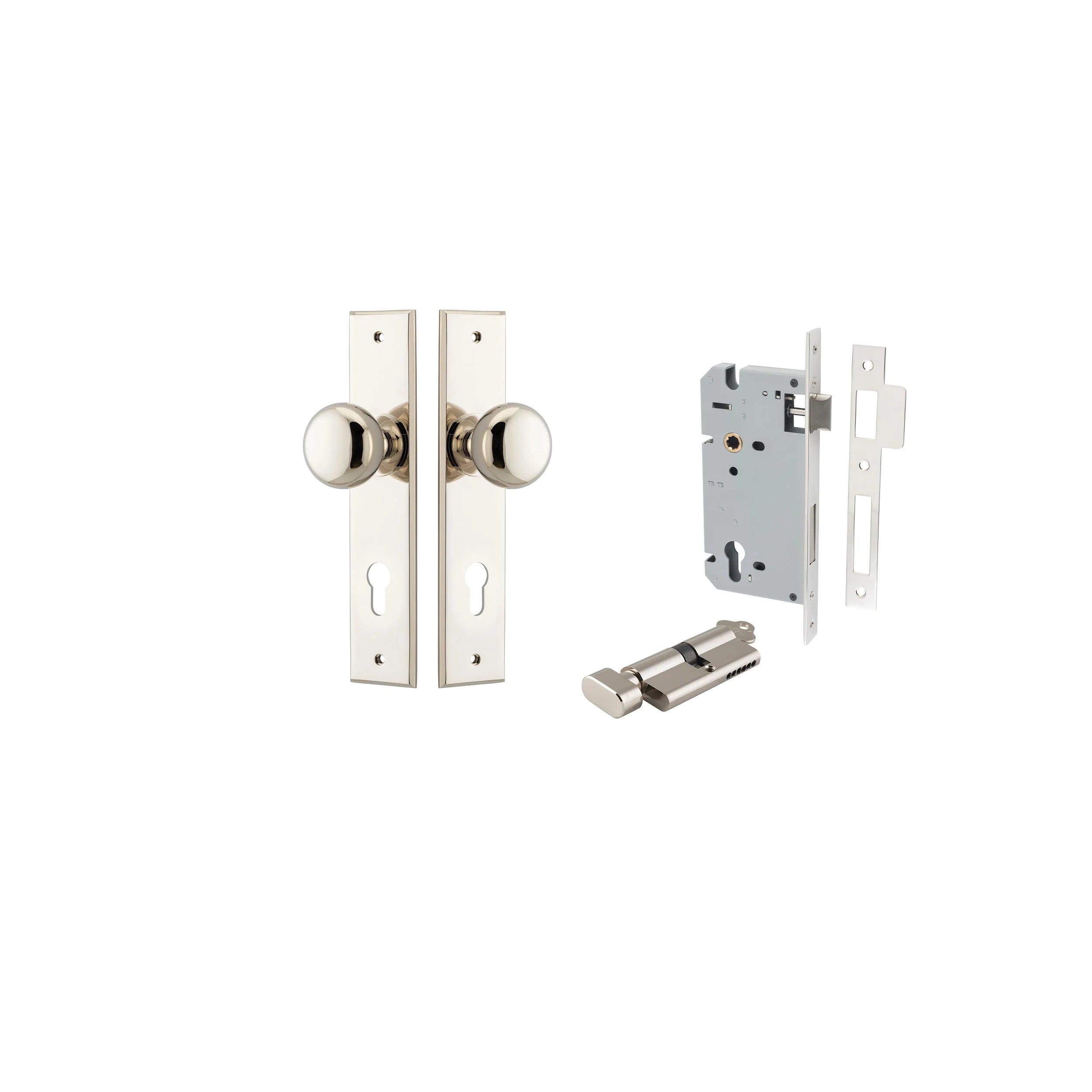 Cambridge Knob - Chamfered Backplate - Ella Grace - Iver - Polished Nickel - Door Knobs