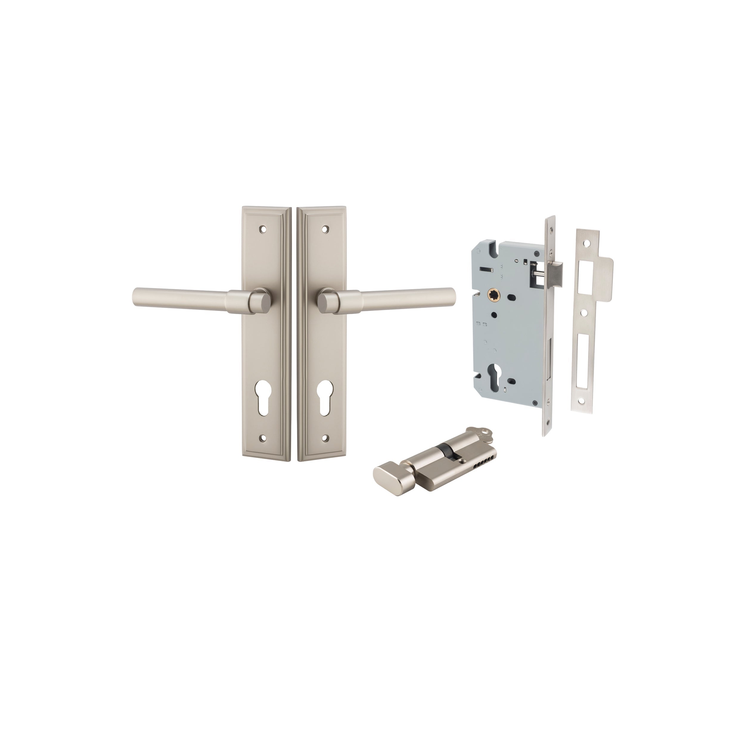 Helsinki Lever - Stepped Backplate - Ella Grace - Iver - Satin Nickel - Door Levers