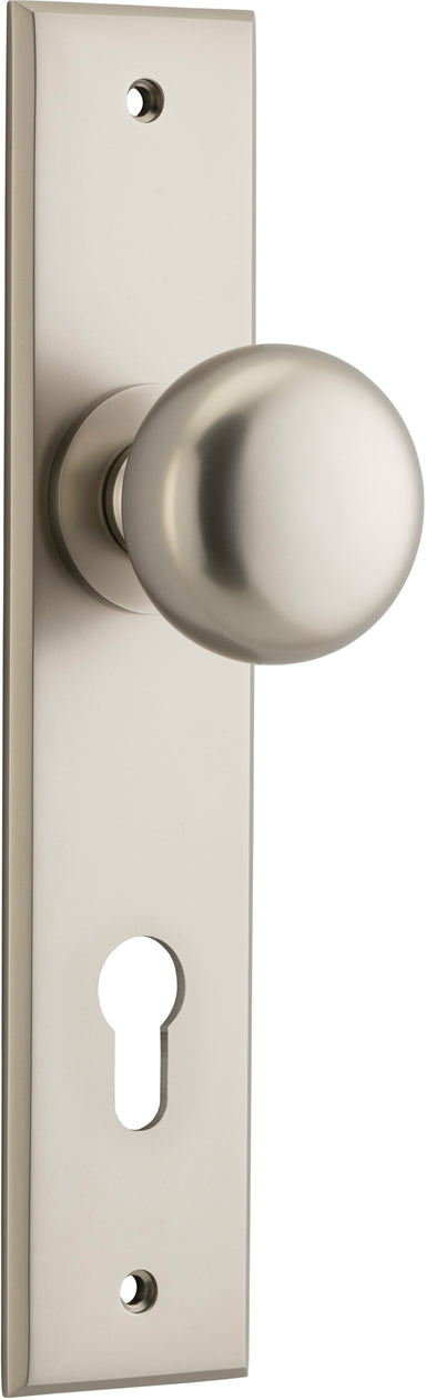 Cambridge Knob - Chamfered Backplate - Ella Grace - Iver - Satin Nickel - Door Knobs