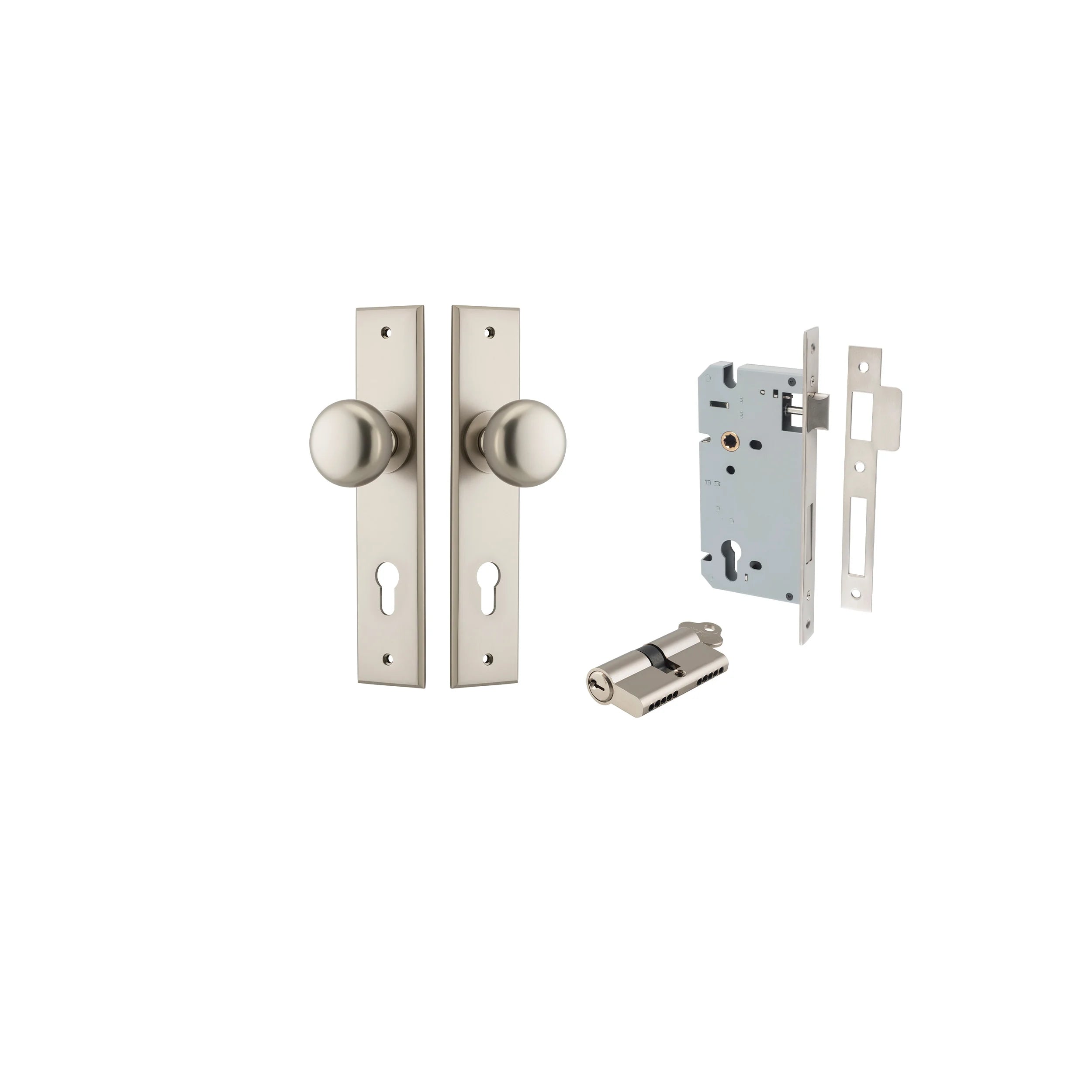 Cambridge Knob - Chamfered Backplate - Ella Grace - Iver - Satin Nickel - Door Knobs