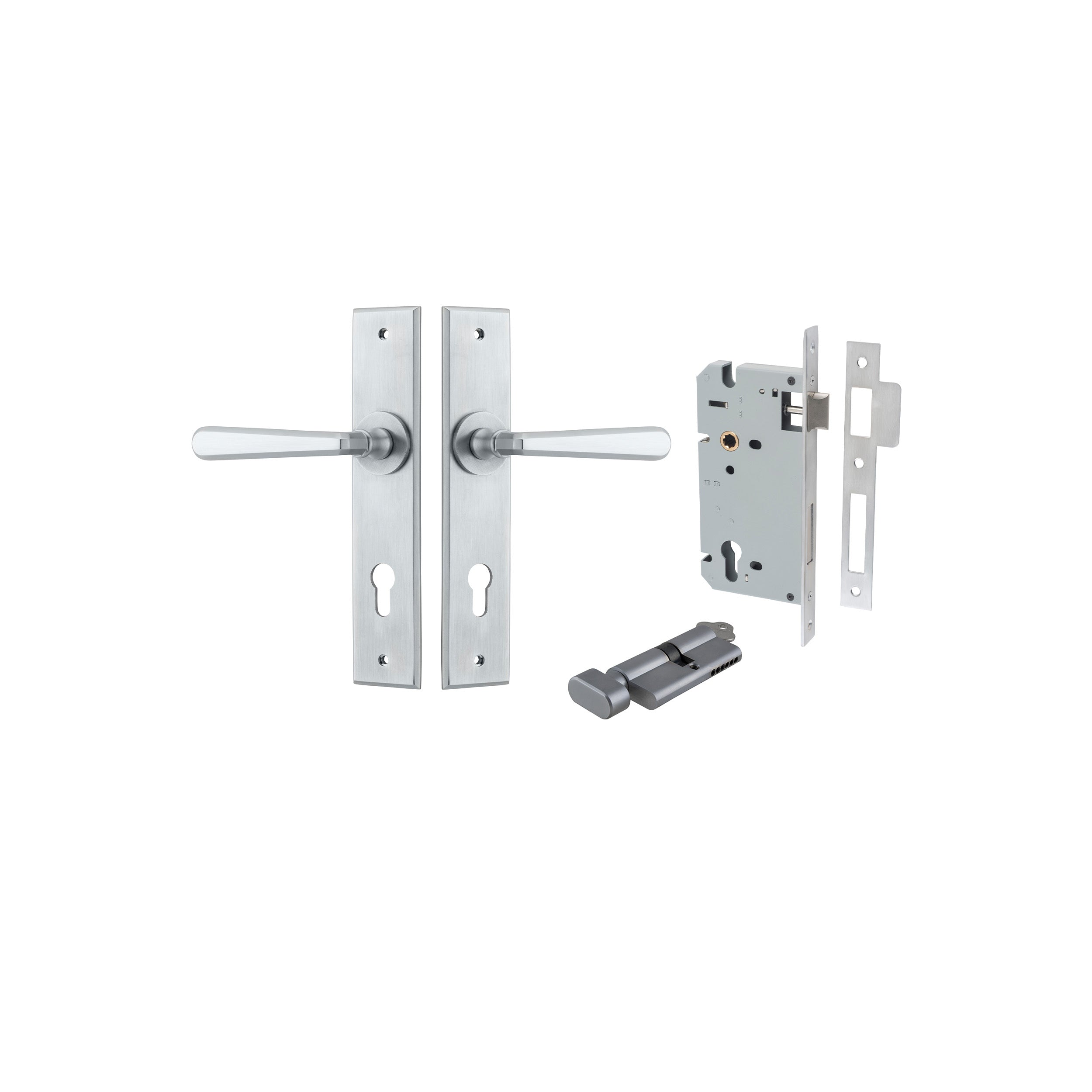 Copenhagen Lever - Chamfered Backplate - Ella Grace - Iver - Brushed Chrome - Door Levers