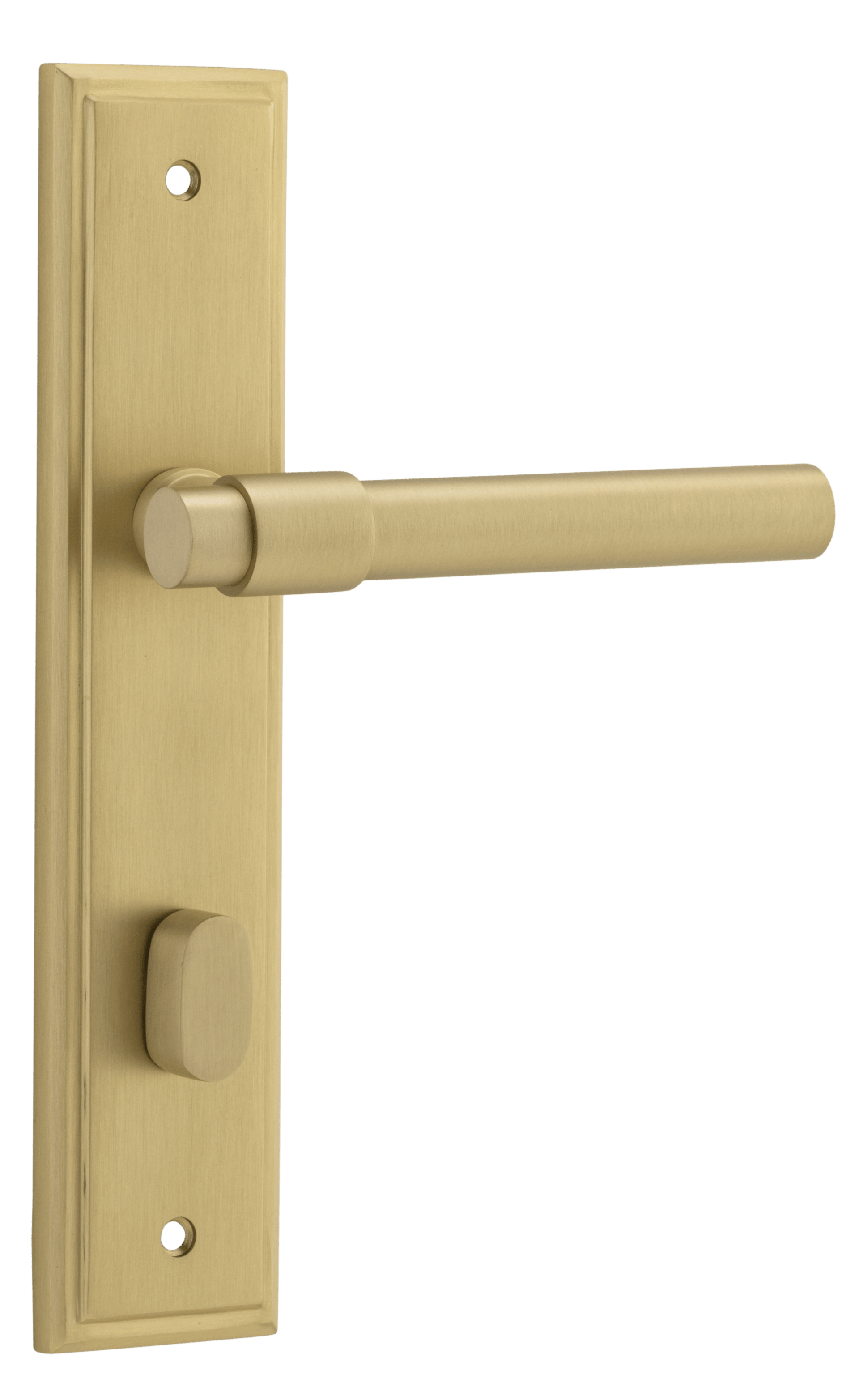 Helsinki Lever - Stepped Backplate - Ella Grace - Iver - Brushed Gold PVD - Door Levers