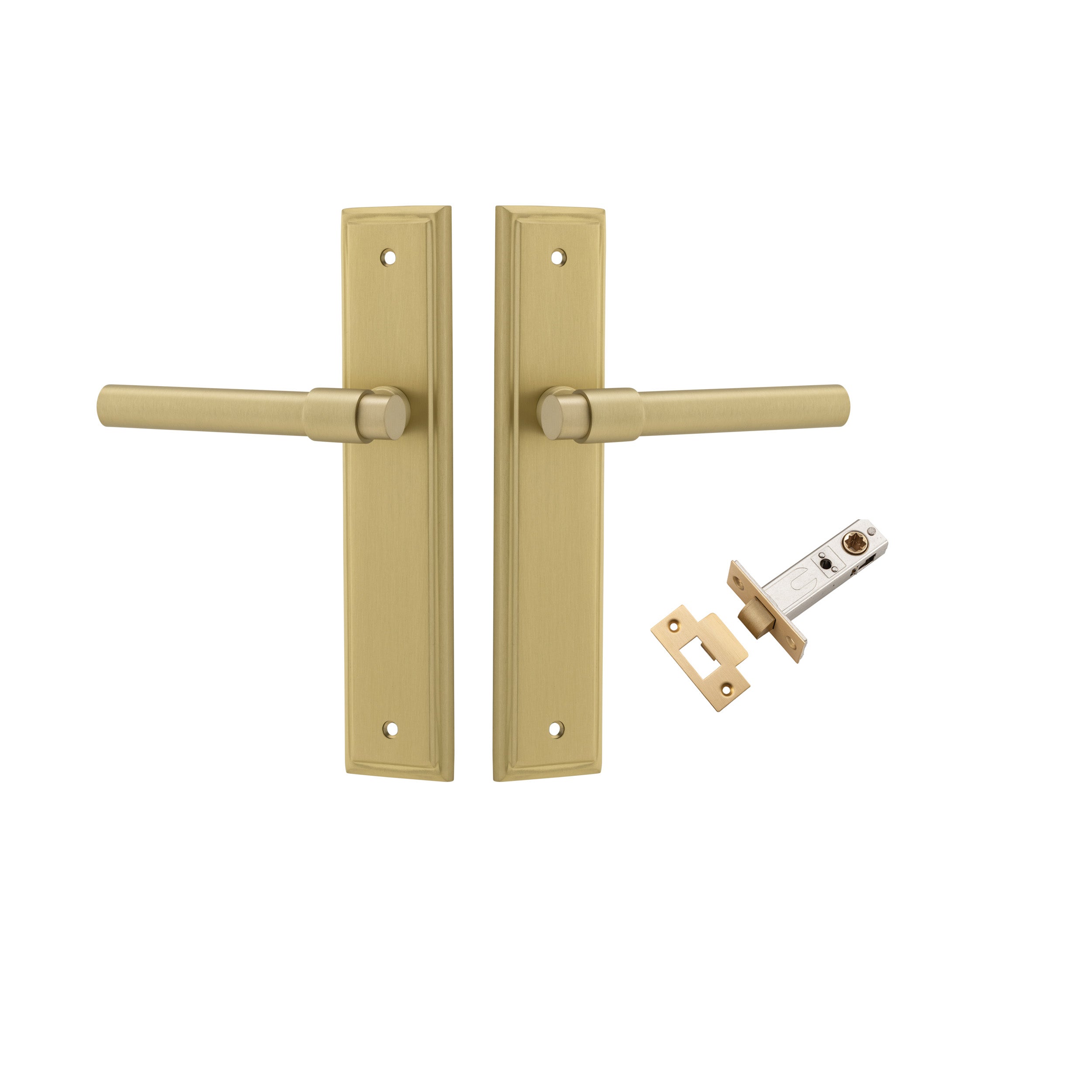 Helsinki Lever - Stepped Backplate - Ella Grace - Iver - Brushed Gold PVD - Door Levers