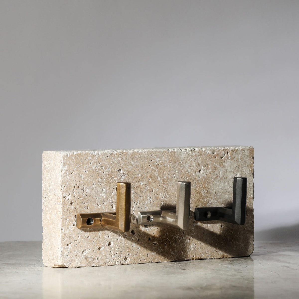 Henley Hook in acid washed brass, detail
