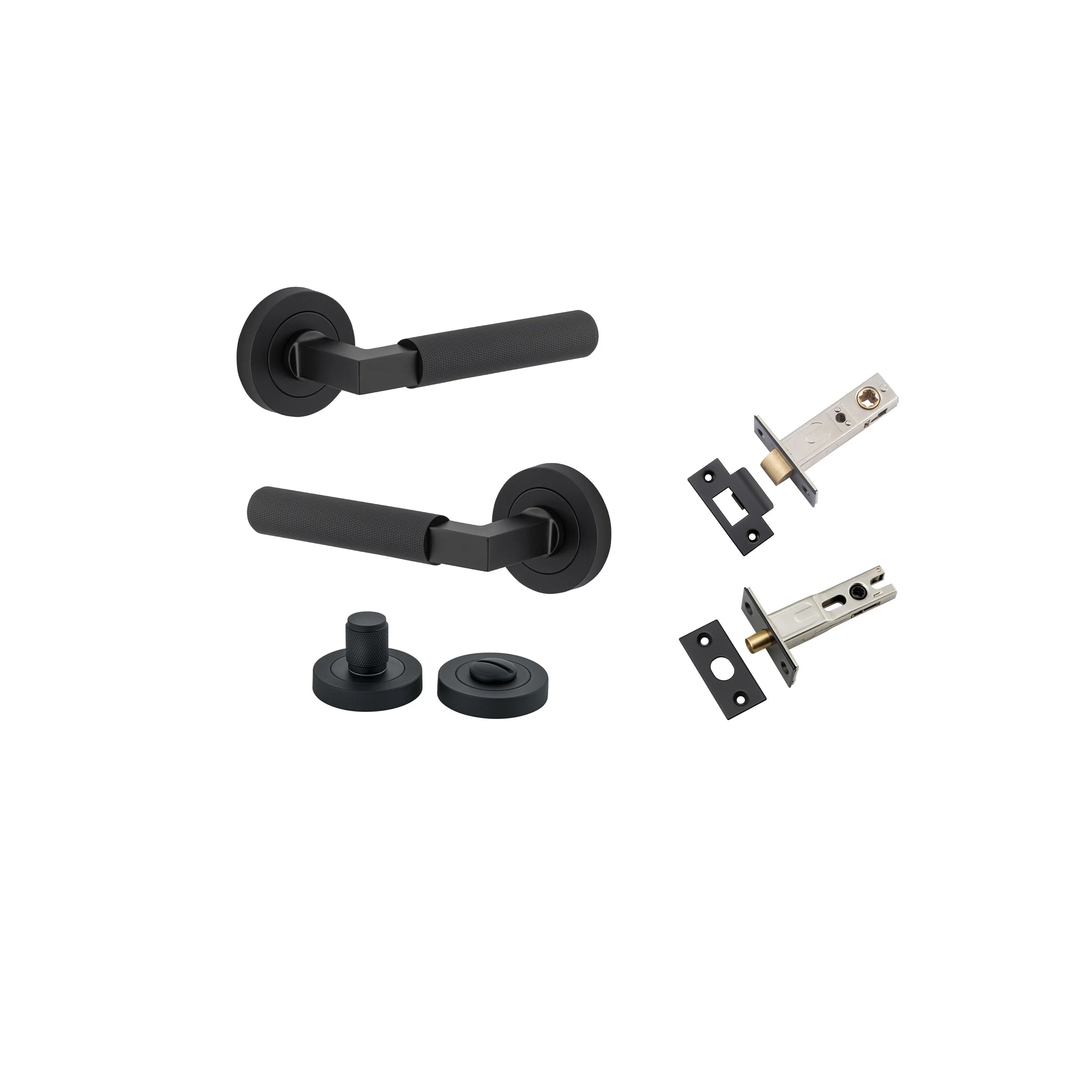 Brunswick Lever - Round Rose - Ella Grace - Iver - Matt Black - Door Levers