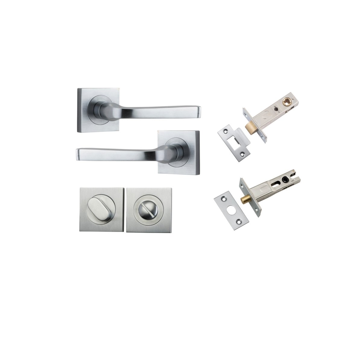 Annecy Lever - Square Rose - Ella Grace - Iver - Brushed Chrome - Door Levers - Privacy Set - Door Handle - Solid Brass