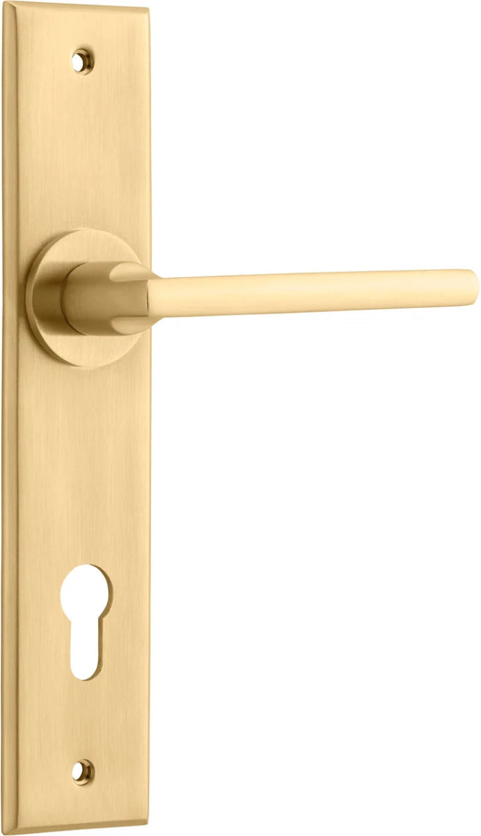Baltimore Lever - Chamfered Backplate - Ella Grace - Iver - Brushed Brass - Door Levers