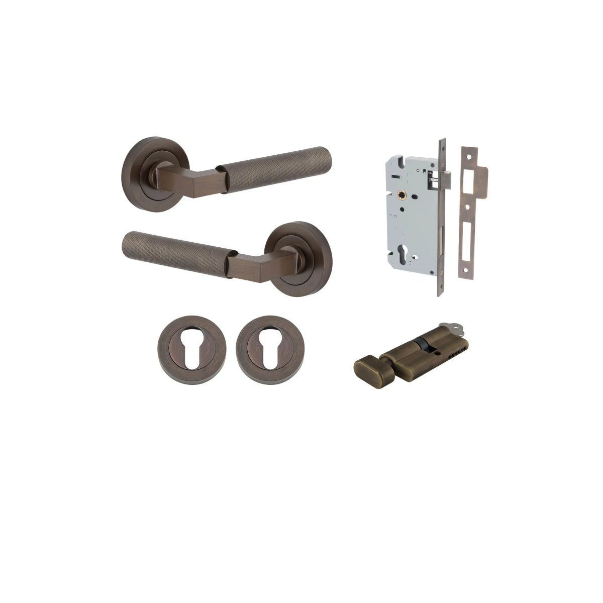 Brunswick Lever - Round Rose - Ella Grace - Iver - Signature Brass - Door Levers