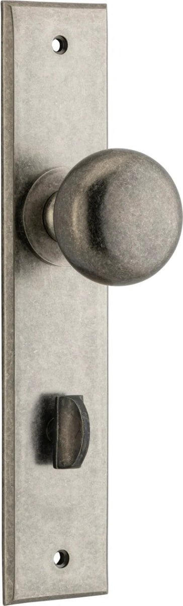 Cambridge Knob - Chamfered Backplate - Ella Grace - Iver - Distressed Nickel - Door Knobs