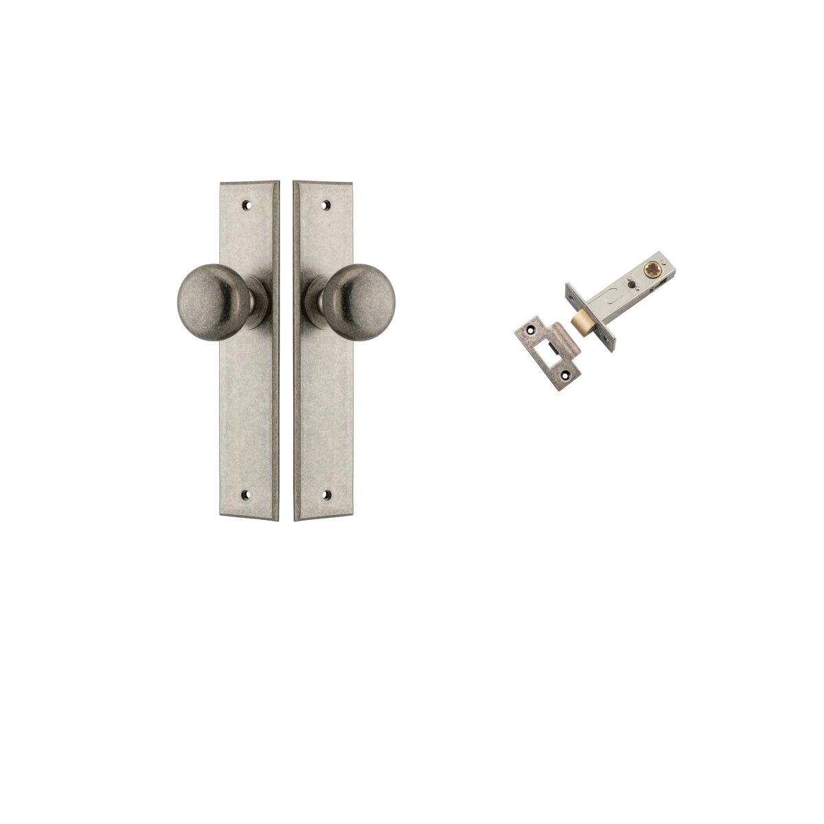 Cambridge Knob - Chamfered Backplate - Ella Grace - Iver - Distressed Nickel - Door Knobs
