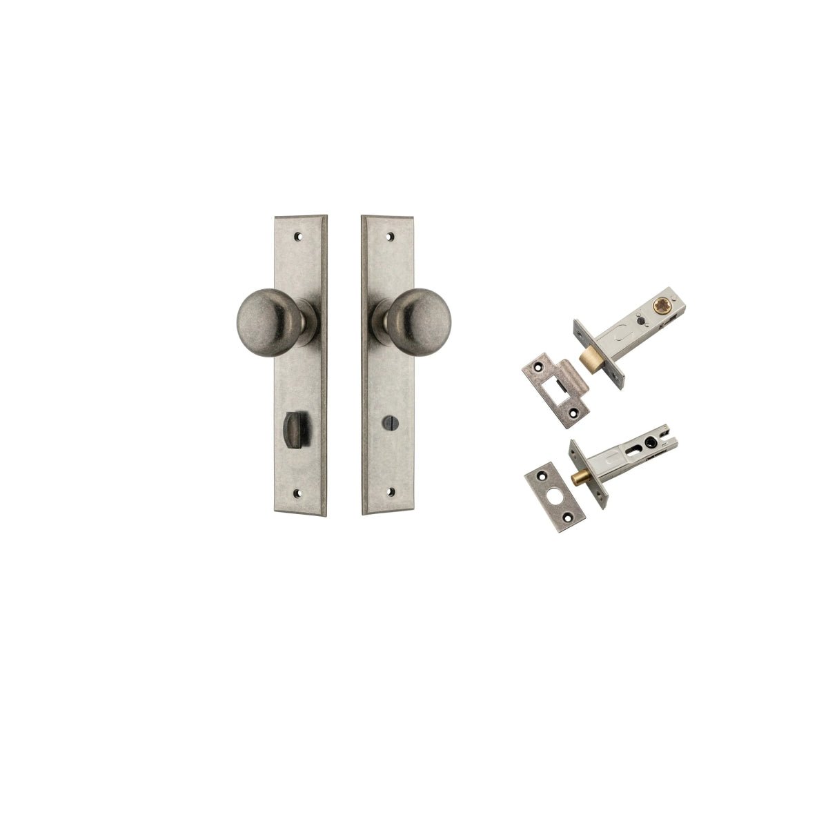 Cambridge Knob - Chamfered Backplate - Ella Grace - Iver - Distressed Nickel - Door Knobs
