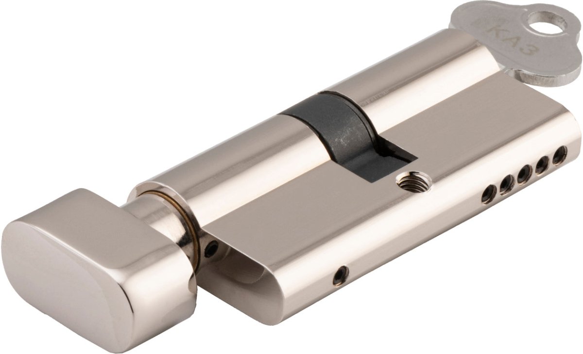Euro Cylinder Key/Thumb (65mm) - Ella Grace - Iver - Polished Nickel - Euro Cylinders