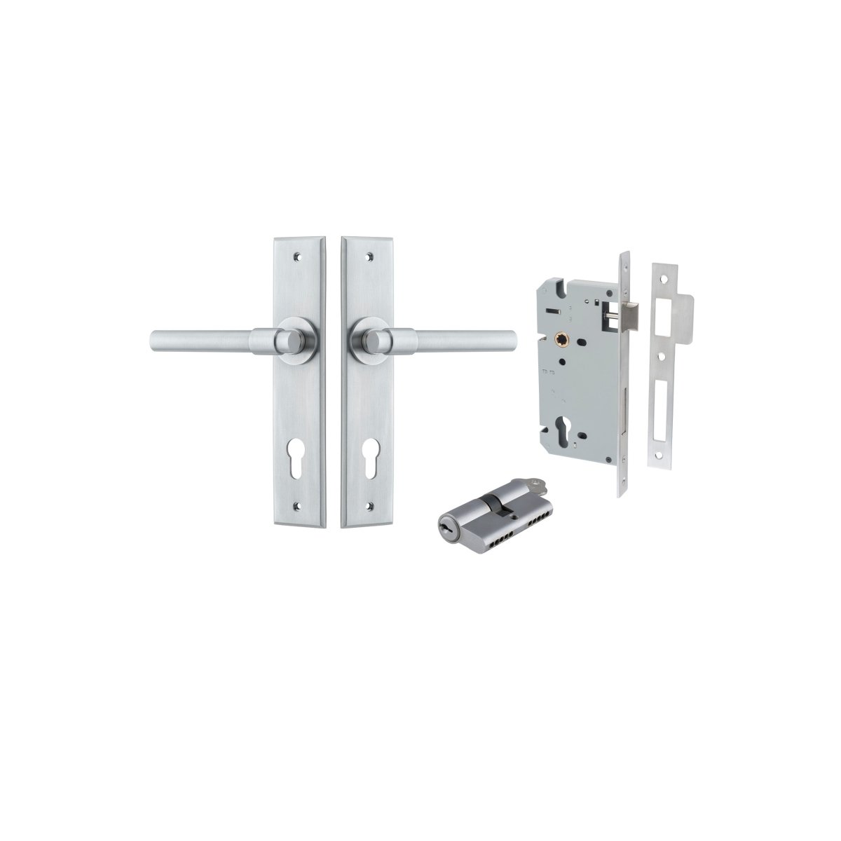 Helsinki Lever - Chamfered Backplate - Ella Grace - Iver - Brushed Chrome - Door Levers