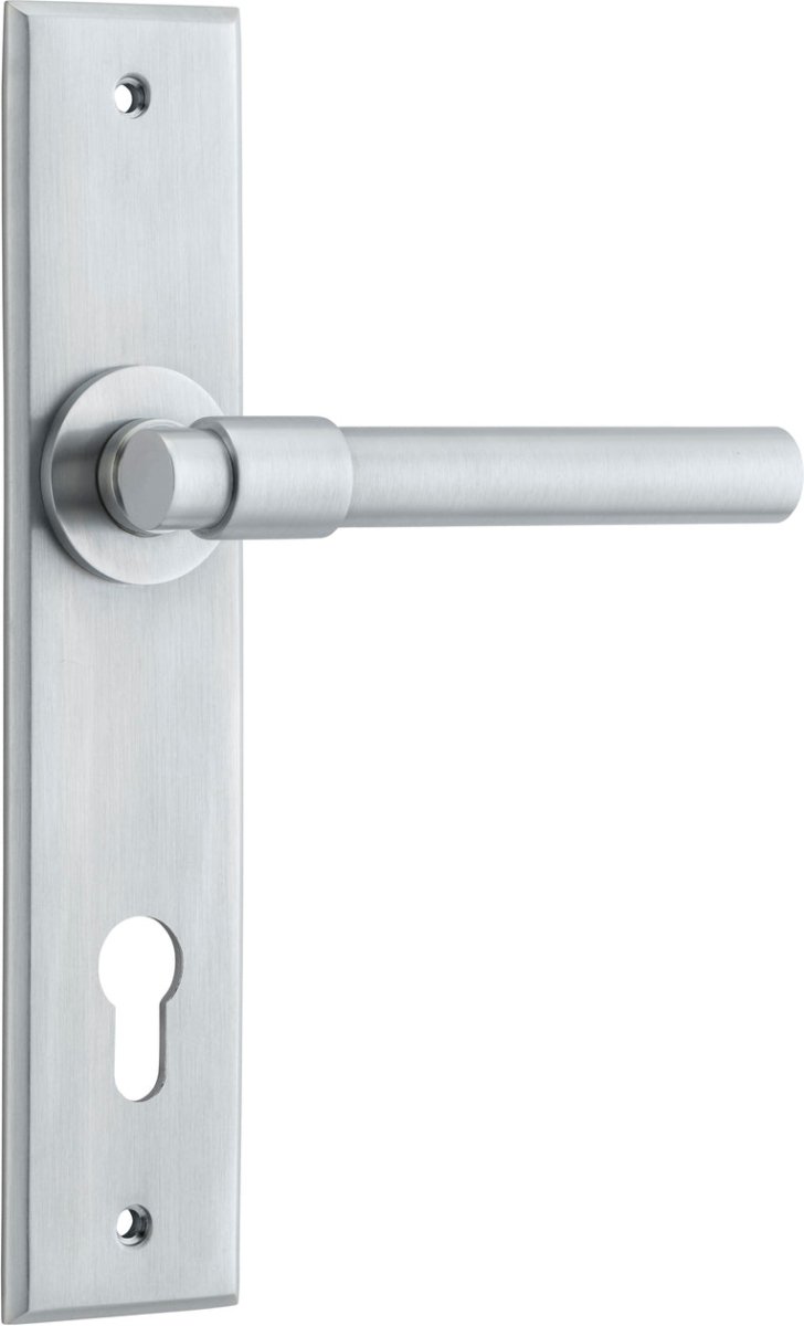 Helsinki Lever - Chamfered Backplate - Ella Grace - Iver - Brushed Chrome - Door Levers