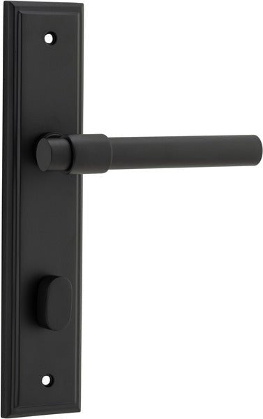 Helsinki Lever - Stepped Backplate - Ella Grace - Iver - Matt Black - Door Levers