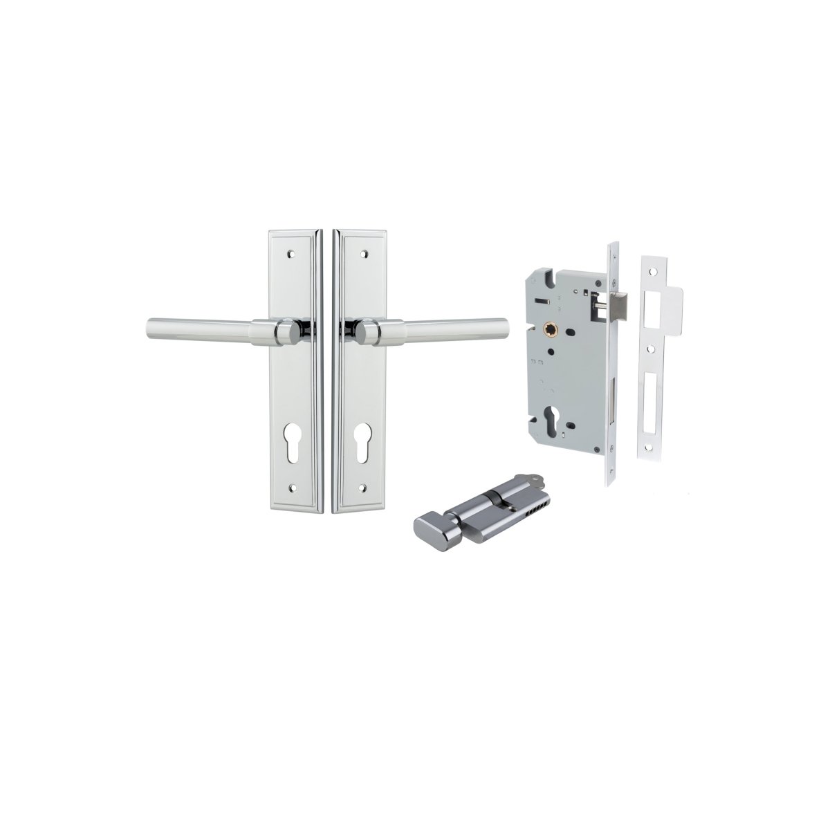Helsinki Lever - Stepped Backplate - Ella Grace - Iver - Polished Chrome - Door Levers