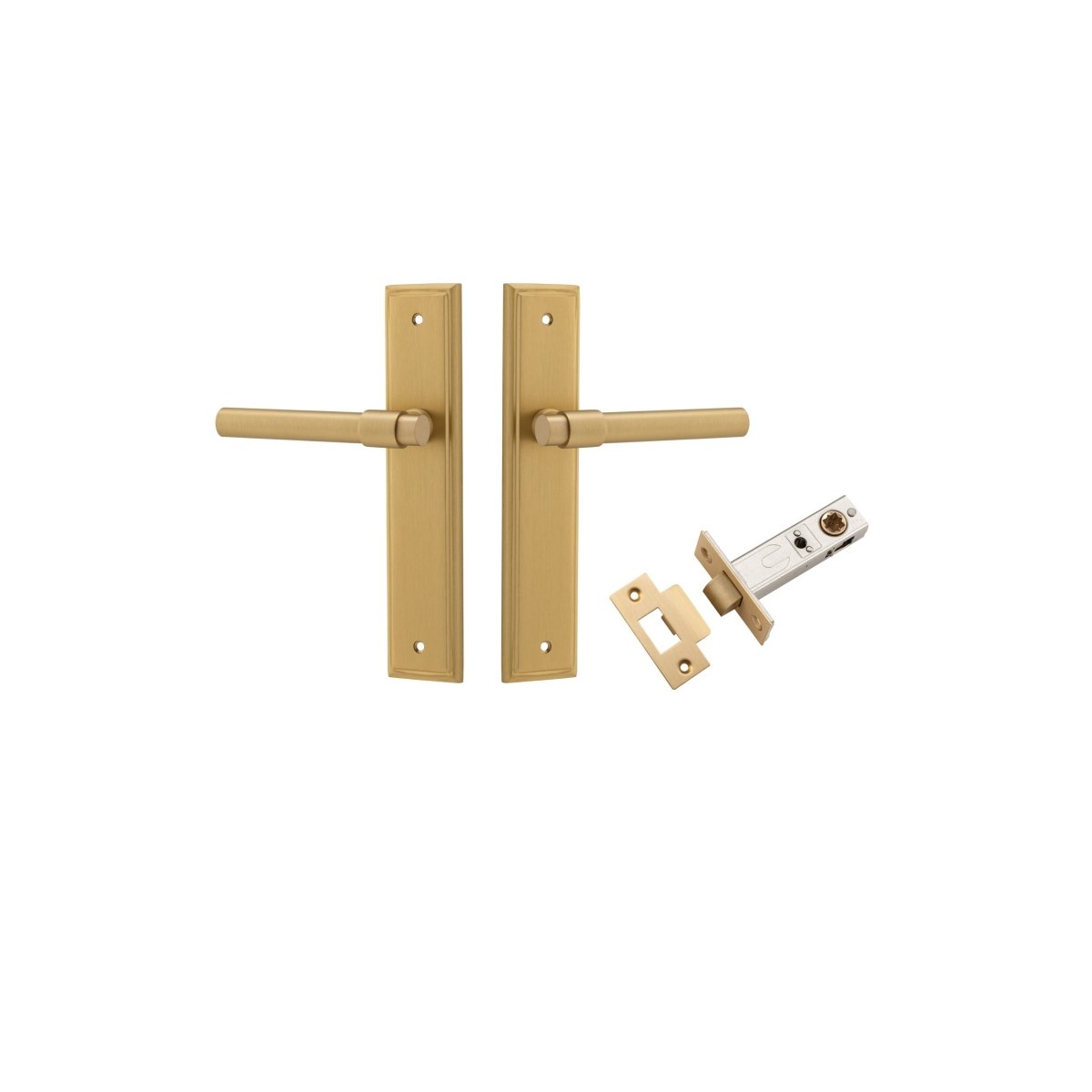 Helsinki Lever - Stepped Backplate - Ella Grace - Iver - Brushed Brass - Door Levers