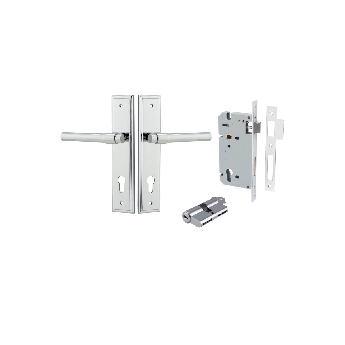 Helsinki Lever - Stepped Backplate - Ella Grace - Iver - Polished Chrome - Door Levers