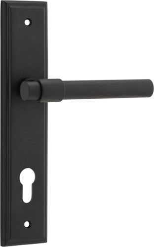Helsinki Lever - Stepped Backplate - Ella Grace - Iver - Matt Black - Door Levers