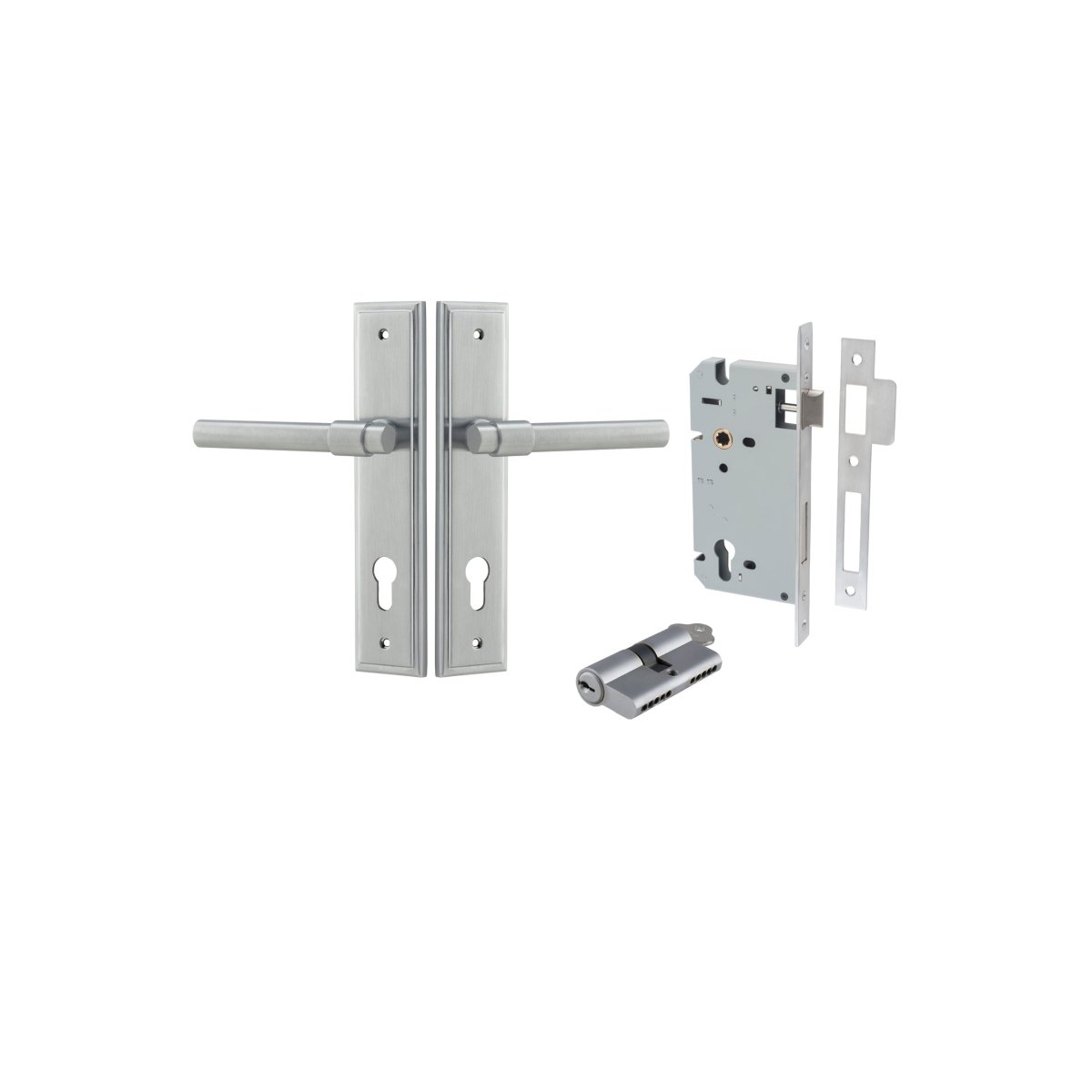 Helsinki Lever - Stepped Backplate - Ella Grace - Iver - Brushed Chrome - Door Levers