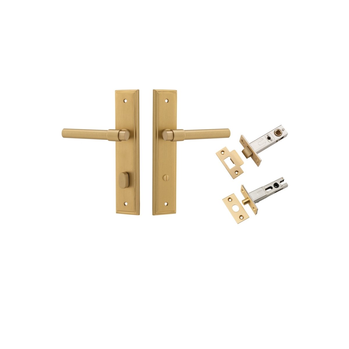 Helsinki Lever - Stepped Backplate - Ella Grace - Iver - Brushed Brass - Door Levers