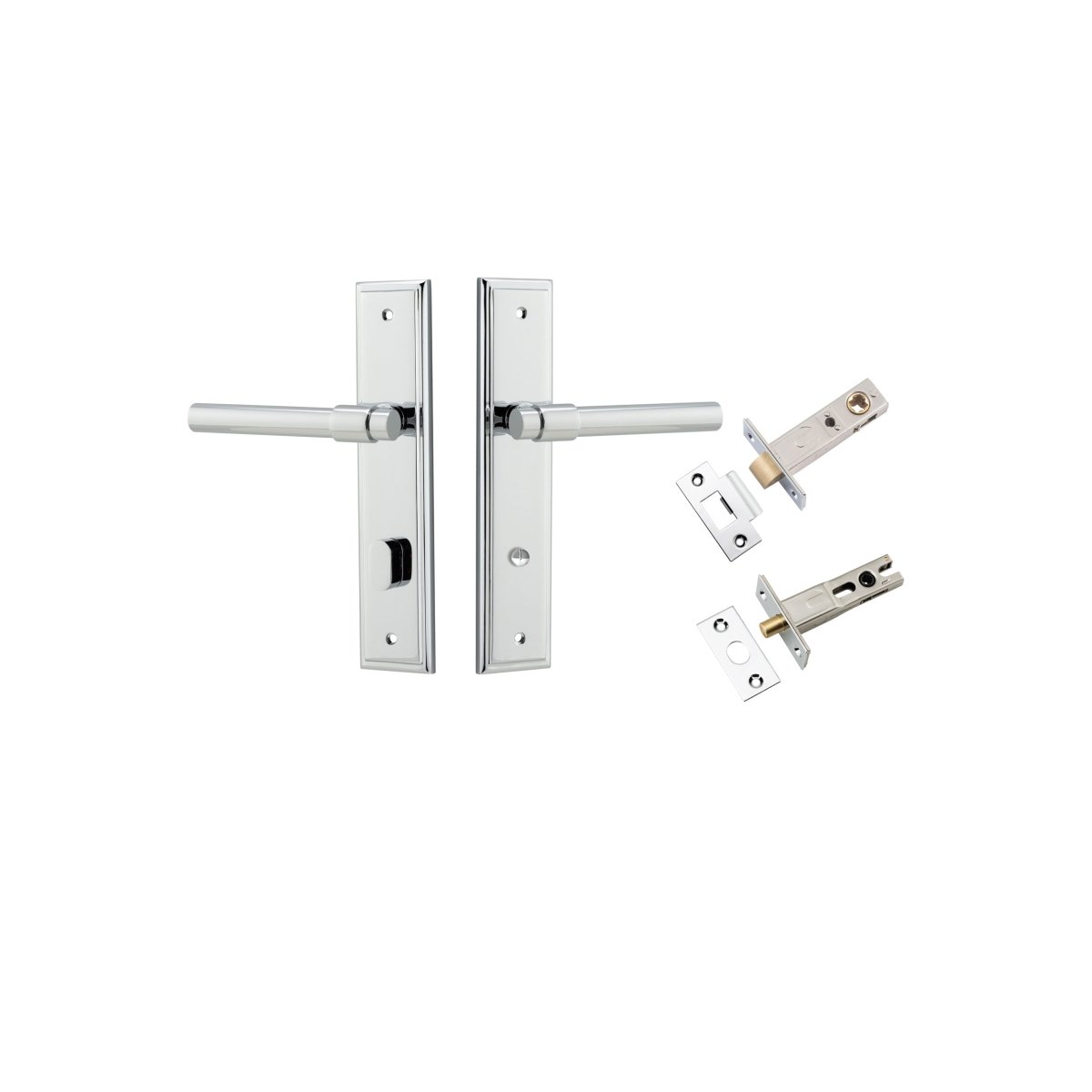 Helsinki Lever - Stepped Backplate - Ella Grace - Iver - Polished Chrome - Door Levers