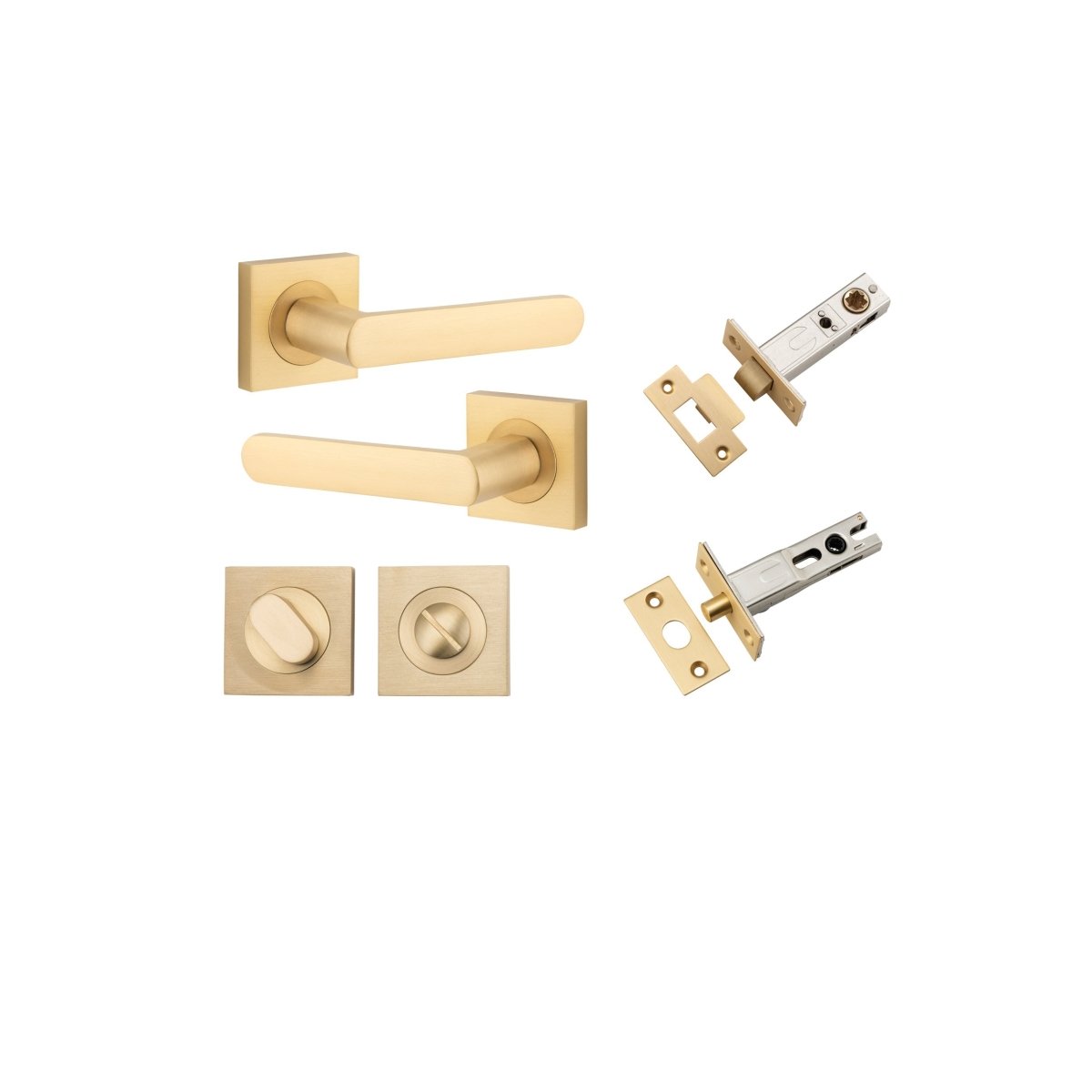 Osaka Lever - Square Rose - Ella Grace - Iver - Brushed Brass - Door Levers
