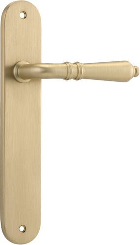 Sarlat Lever - Oval Backplate - Ella Grace - Iver - Brushed Brass - Door Levers