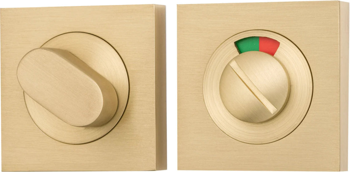 Square Privacy Turn with Indicator - Ella Grace - Iver - Brushed Gold PVD - Tube Latches & Bolts