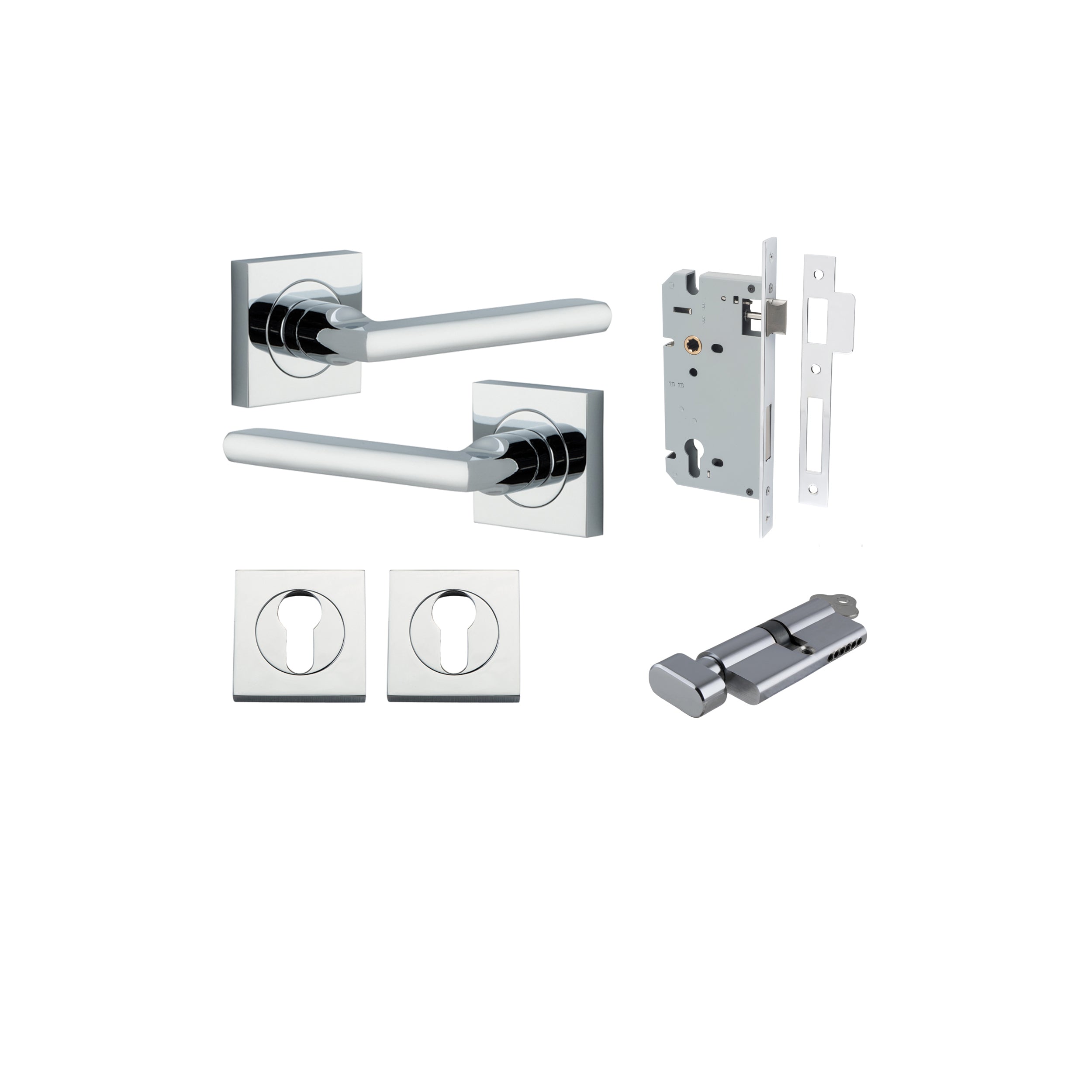 Baltimore Lever - Square Rose - Ella Grace - Iver - Polished Chrome - Door Levers