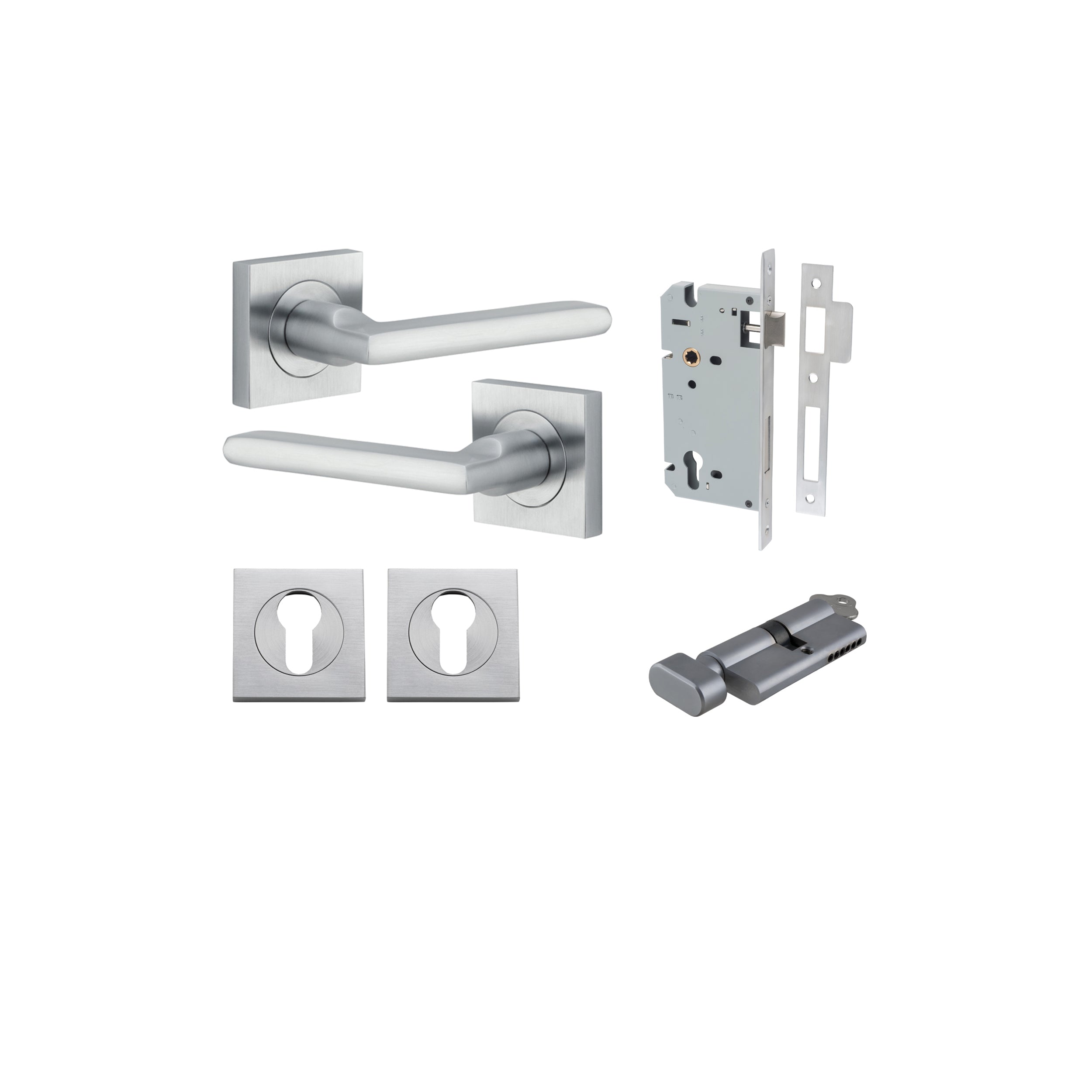 Baltimore Lever - Square Rose - Ella Grace - Iver - Brushed Chrome - Door Levers