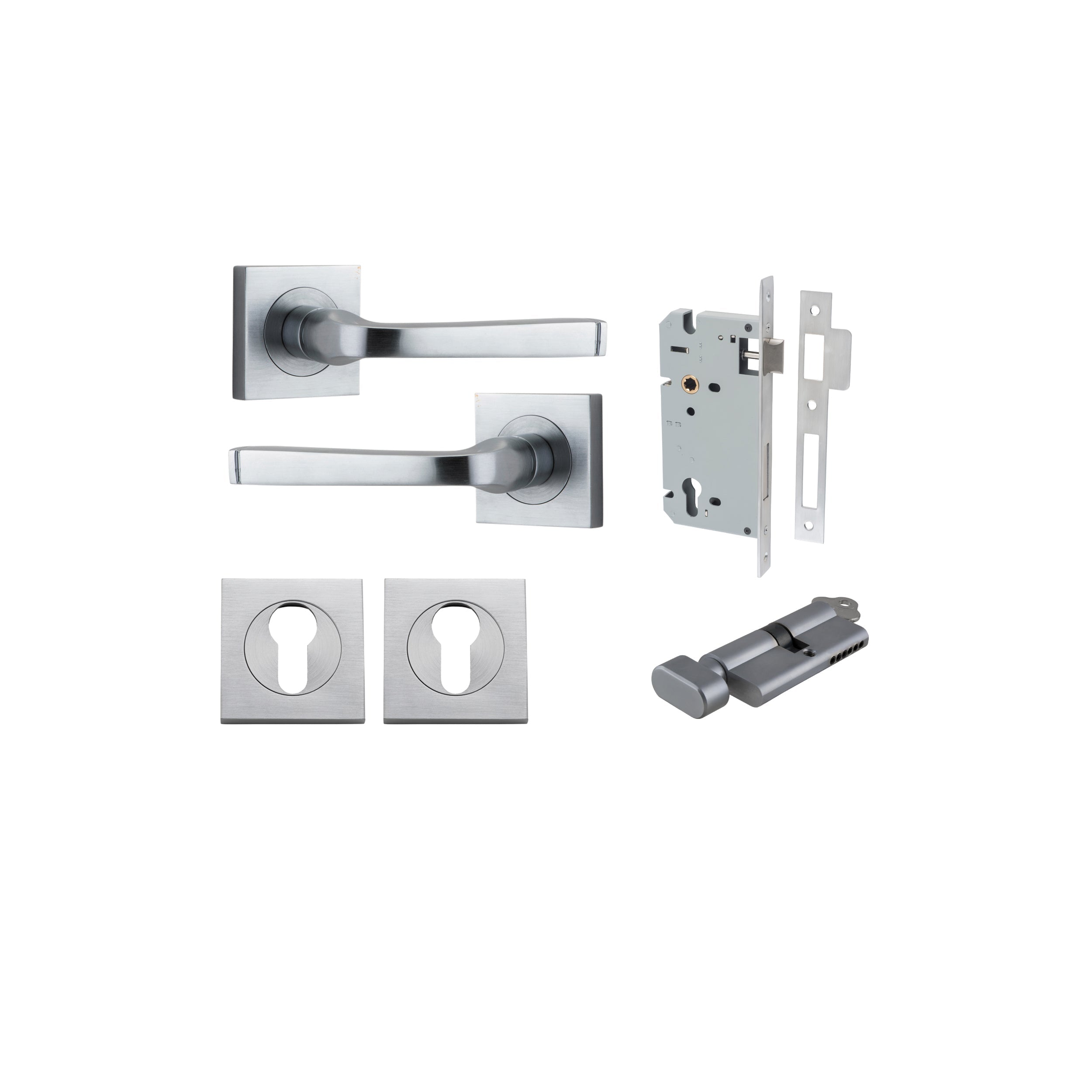 Annecy Lever - Square Rose - Ella Grace - Iver - Brushed Chrome - Door Levers