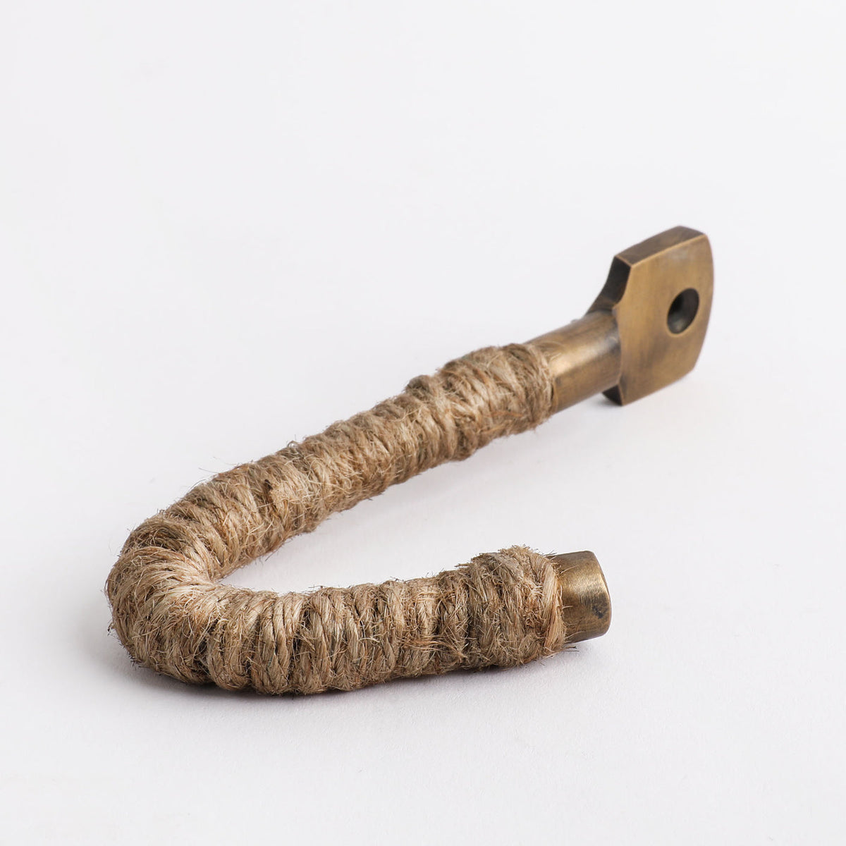 Rope Hook in jute with acid washed brass by Hepburn Hardware
