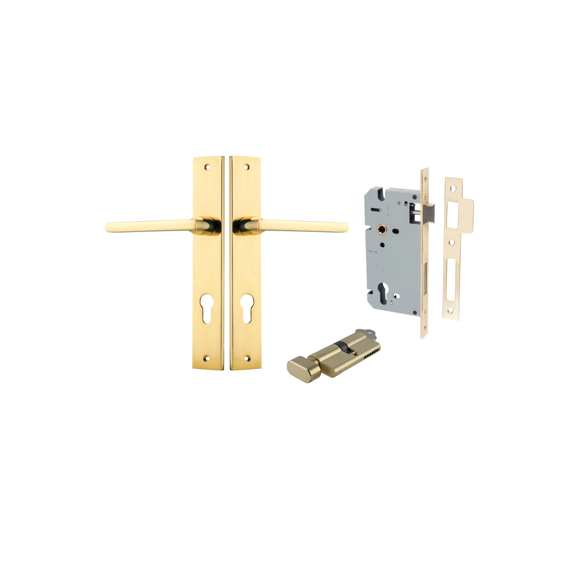 Baltimore Lever - Rectangular Backplate - Ella Grace - Iver - Polished Brass - Door Levers