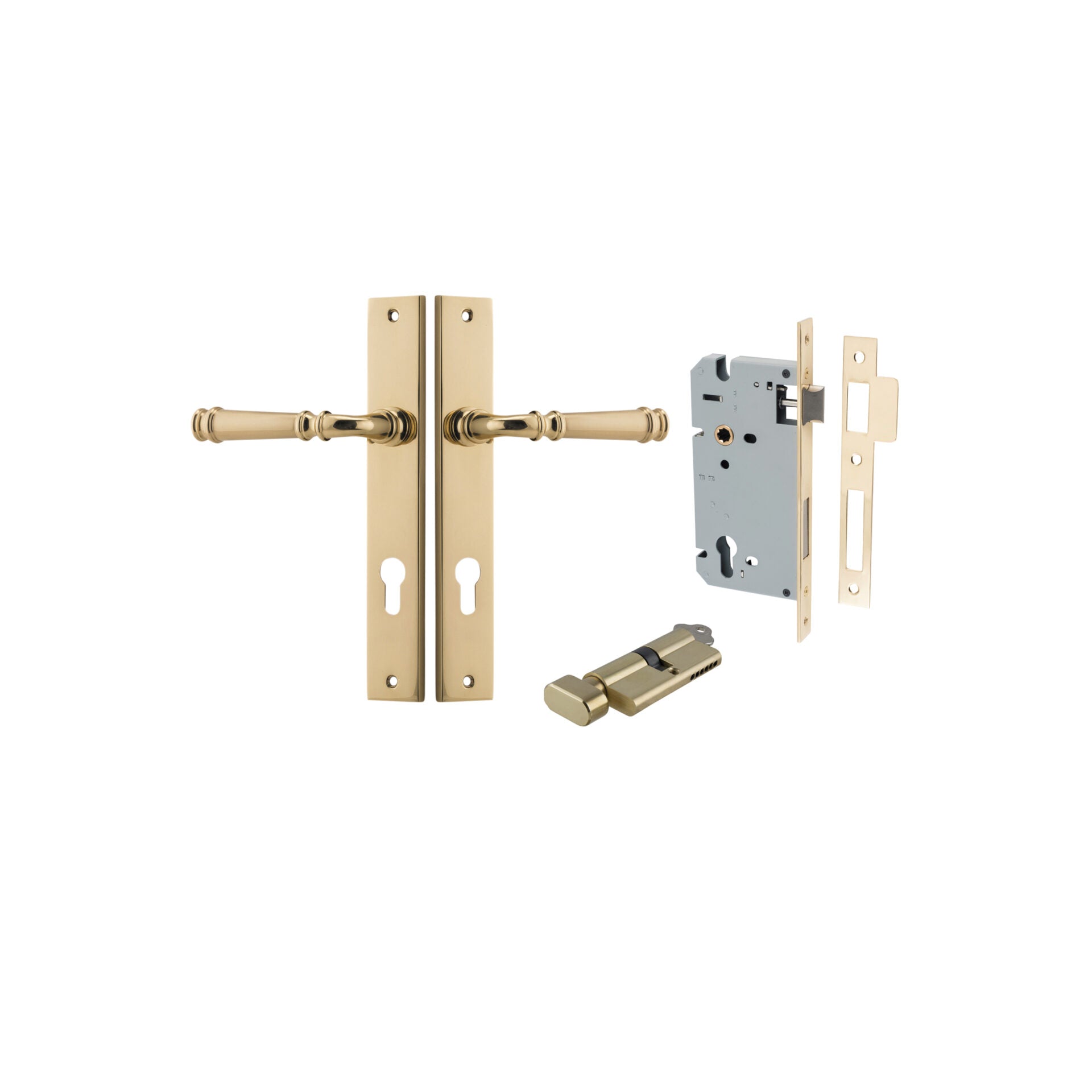 Verona Lever - Rectangular Backplate - Ella Grace - Iver - Polished Brass - Door Levers