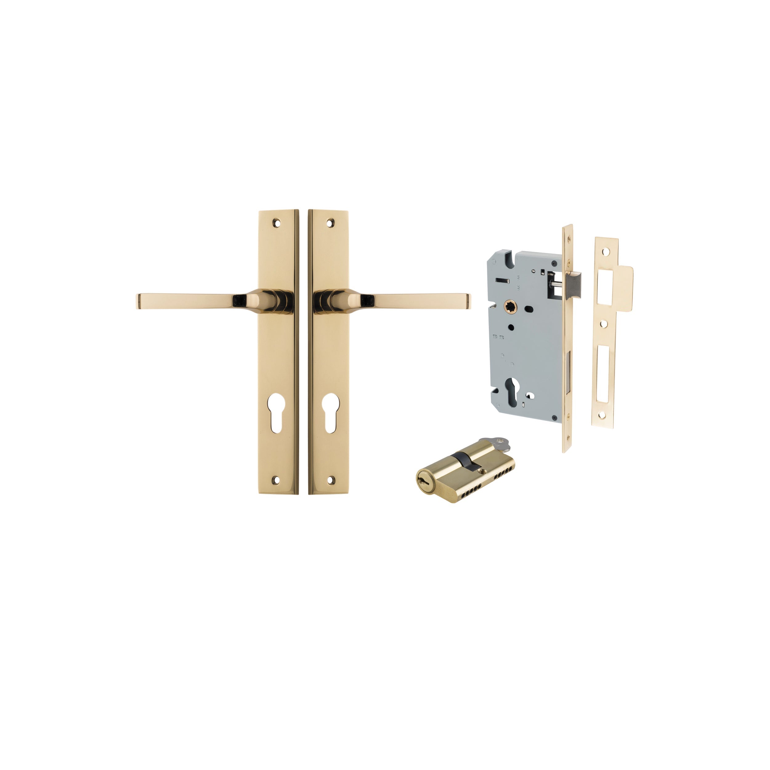 Annecy Lever - Rectangular Backplate - Ella Grace - Iver - Polished Brass - Door Levers