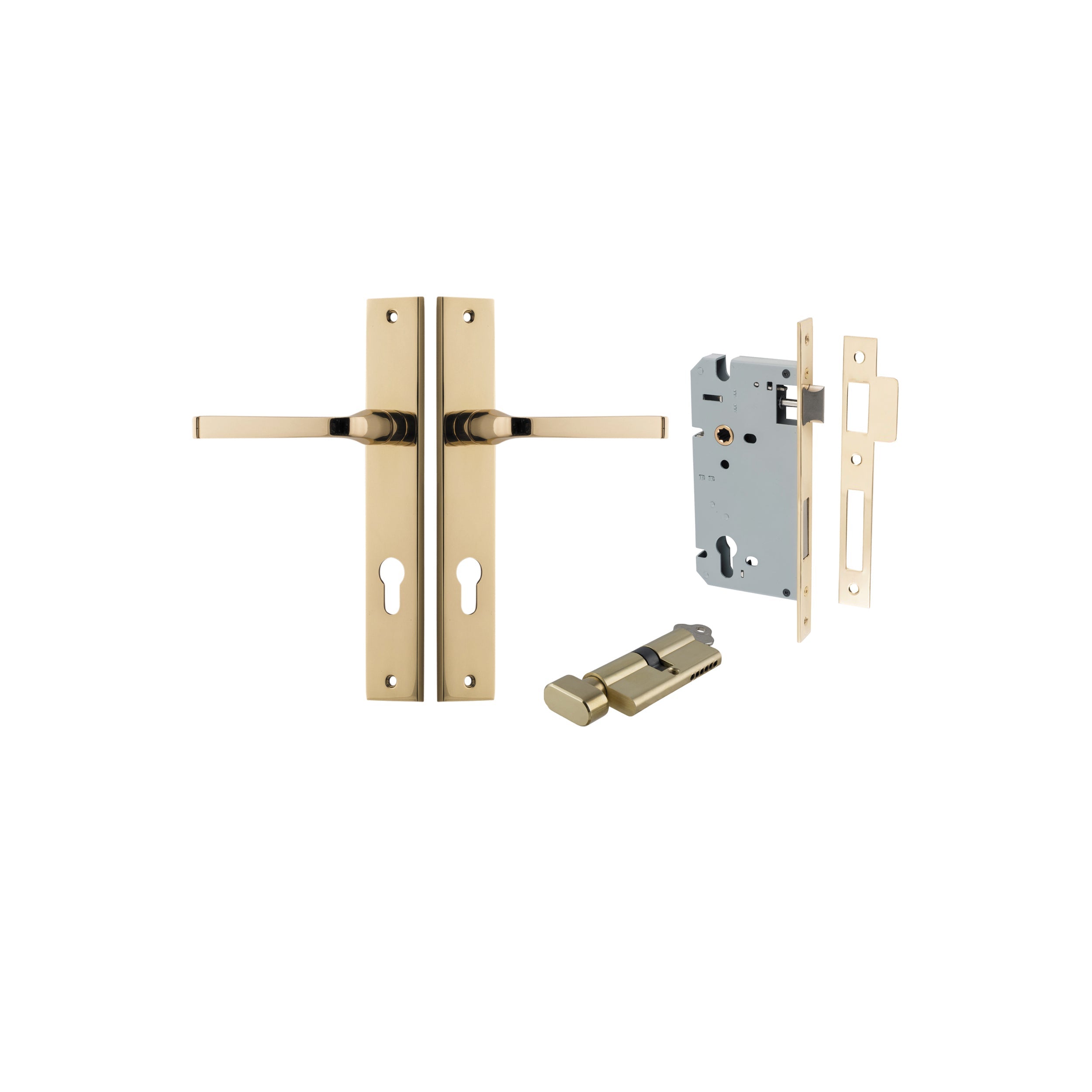 Annecy Lever - Rectangular Backplate - Ella Grace - Iver - Polished Brass - Door Levers