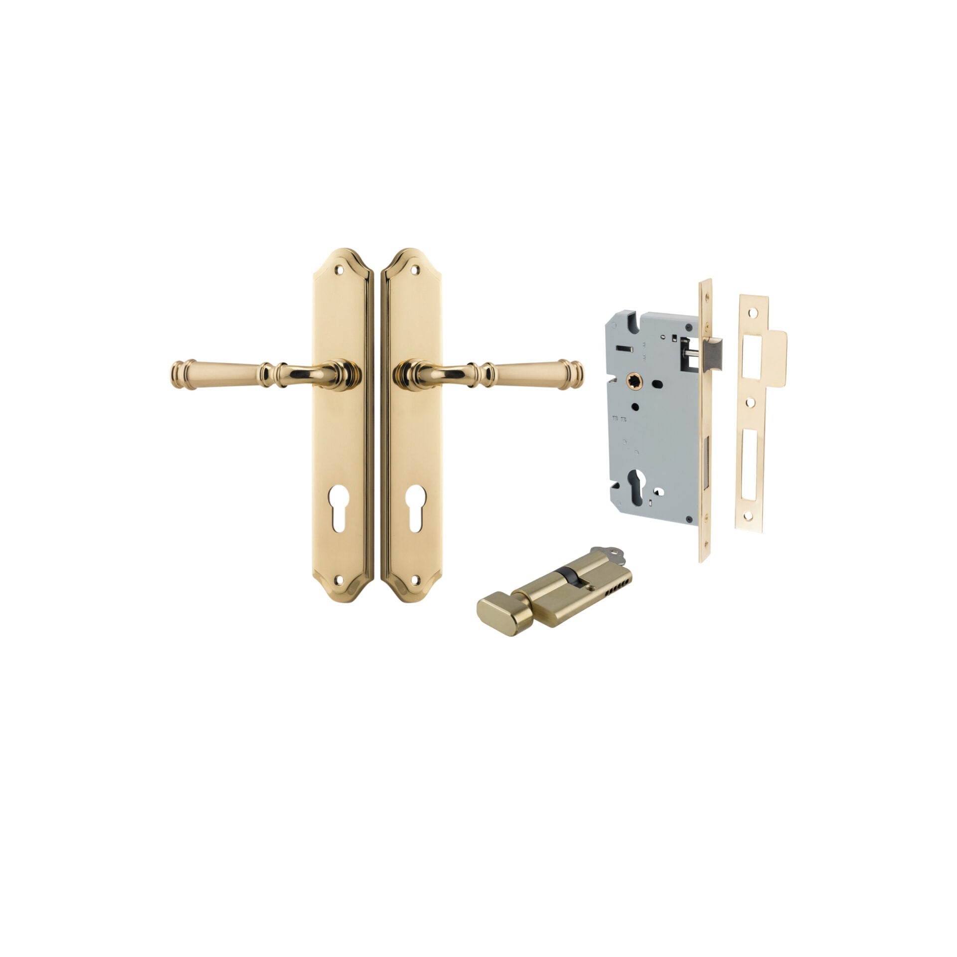 Verona Lever - Shouldered Backplate - Ella Grace - Iver - Polished Brass - Door Levers