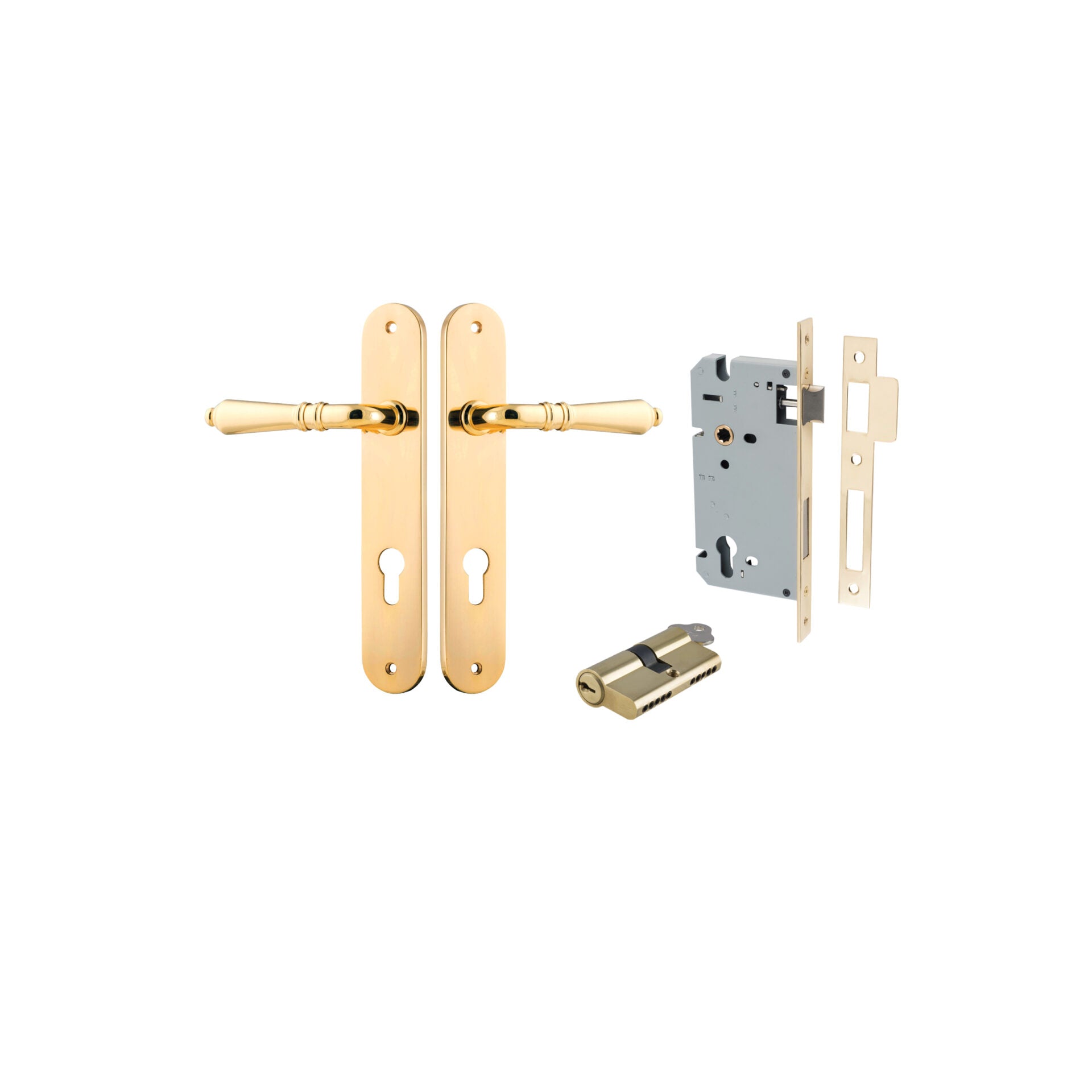 Sarlat Lever - Oval Backplate - Ella Grace - Iver - Polished Brass - Door Levers