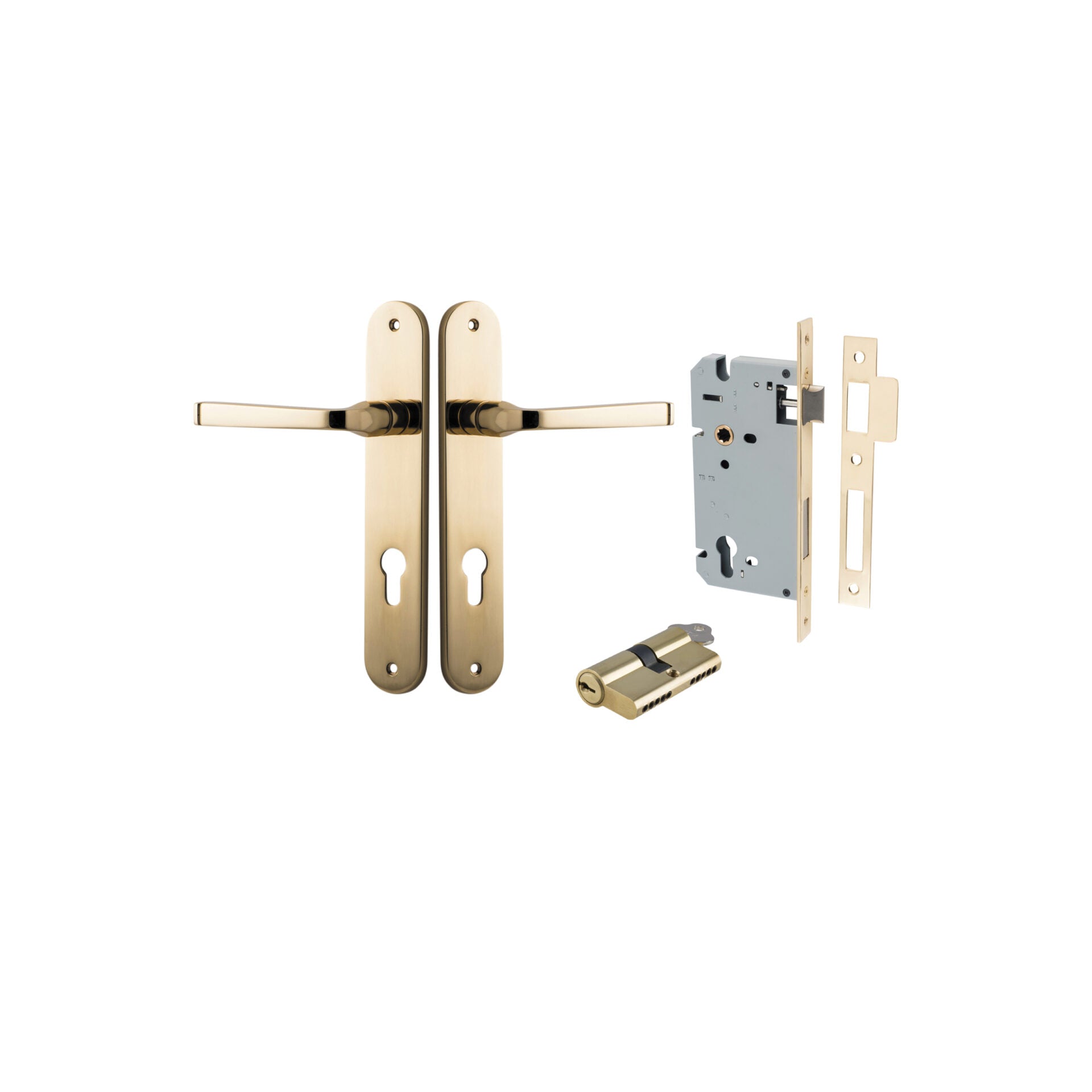 Annecy Lever - Oval Backplate - Ella Grace - Iver - Polished Brass - Door Levers