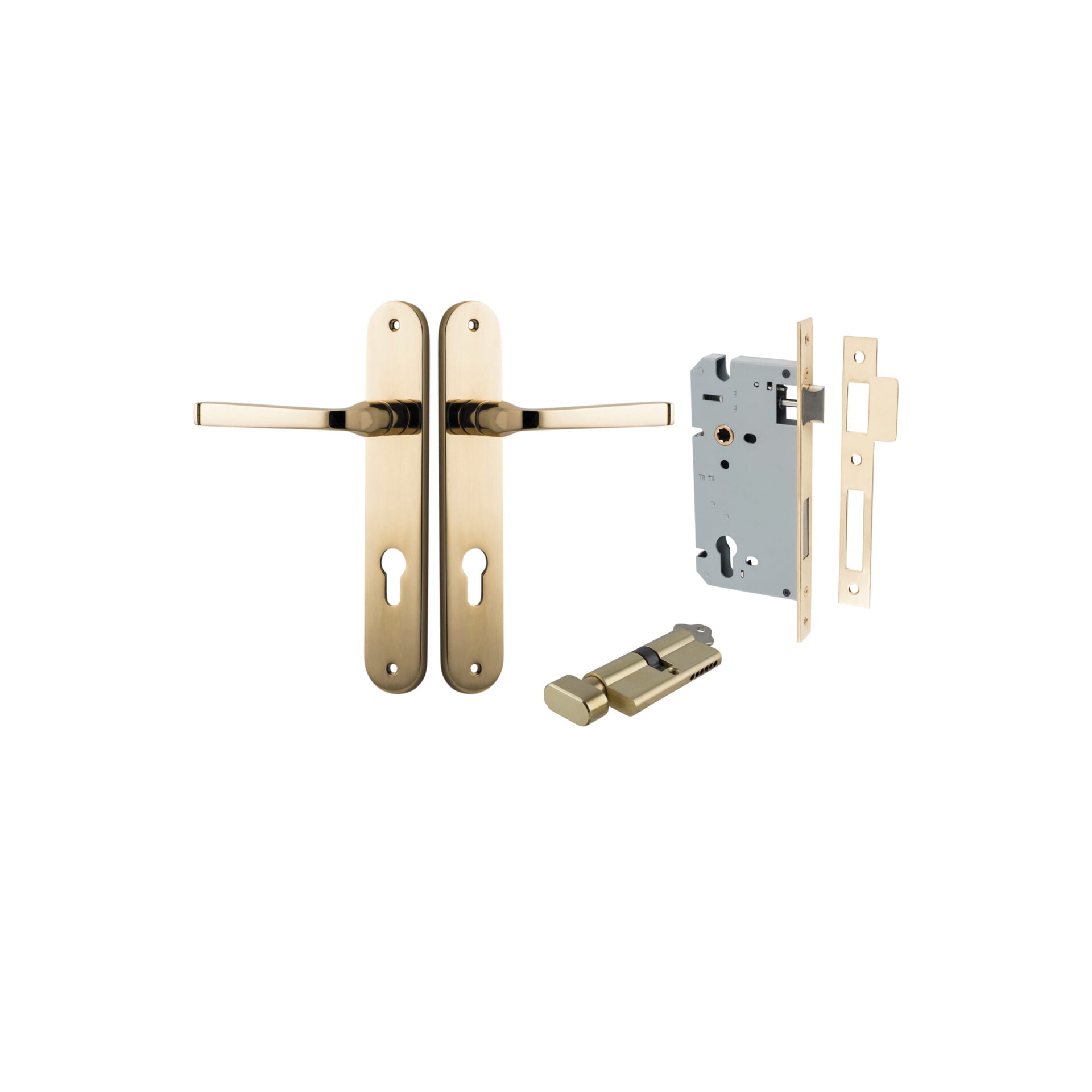 Annecy Lever - Oval Backplate - Ella Grace - Iver - Polished Brass - Door Levers